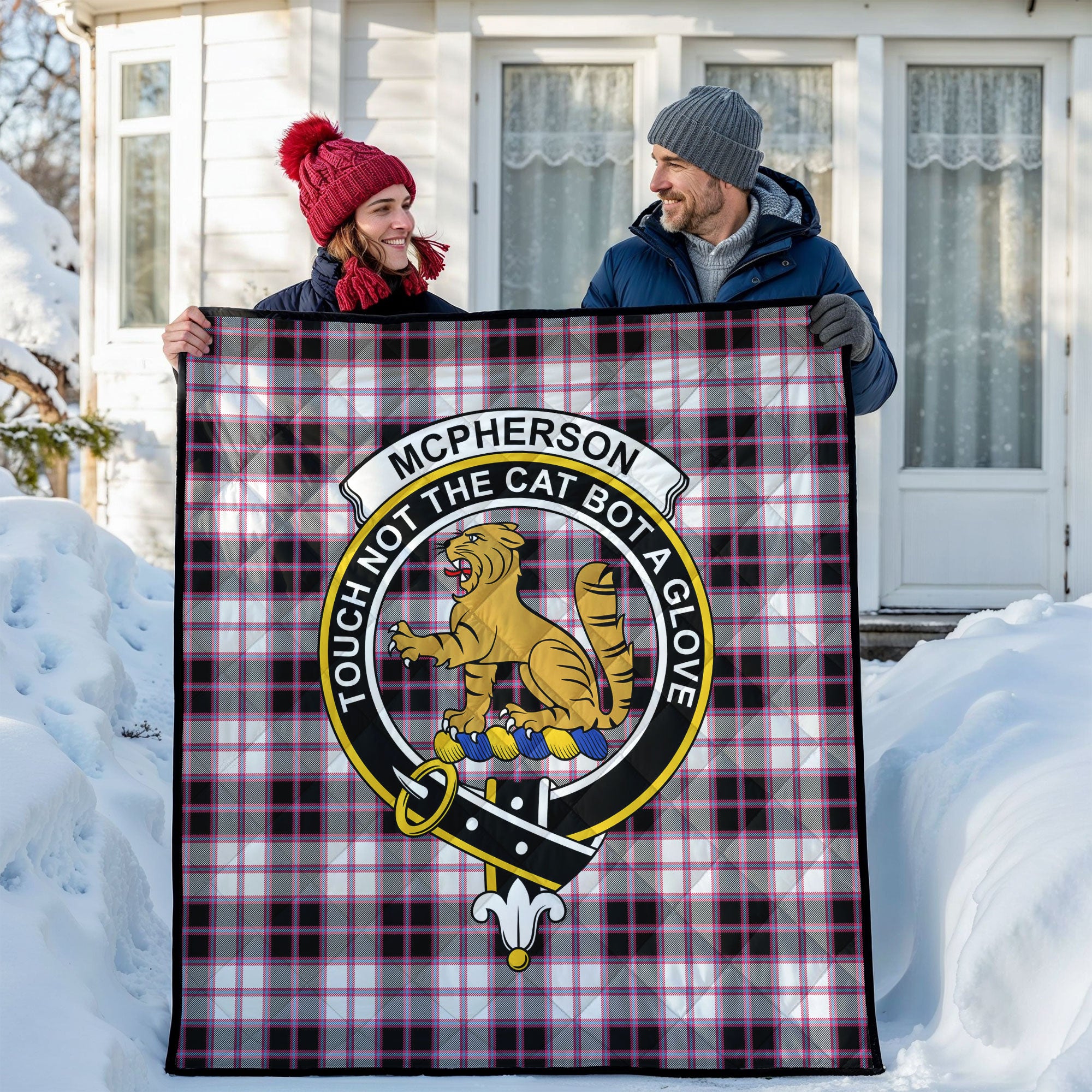 McPherson Hunting Modern Tartan Crest Quilt