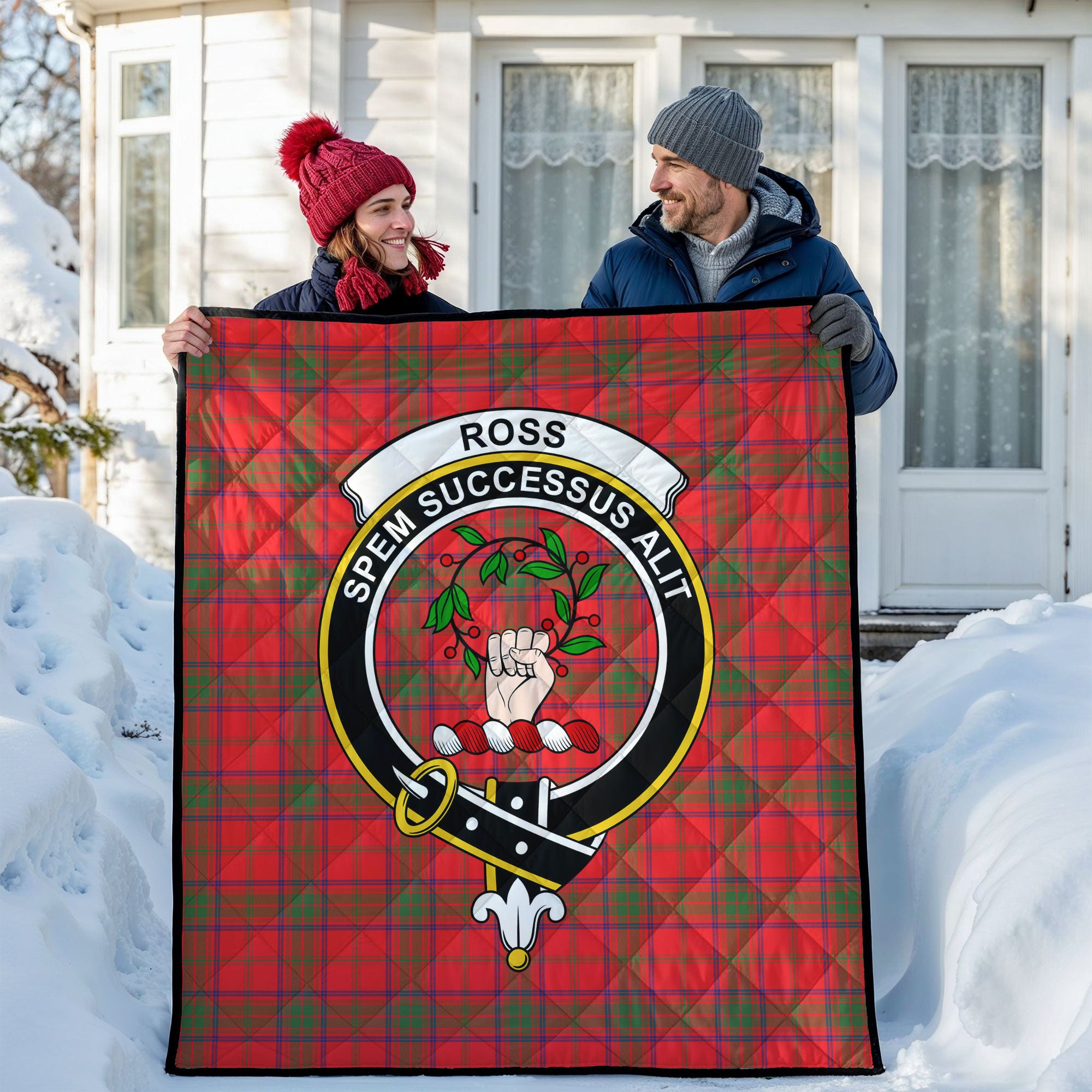 Ross Modern Tartan Crest Quilt