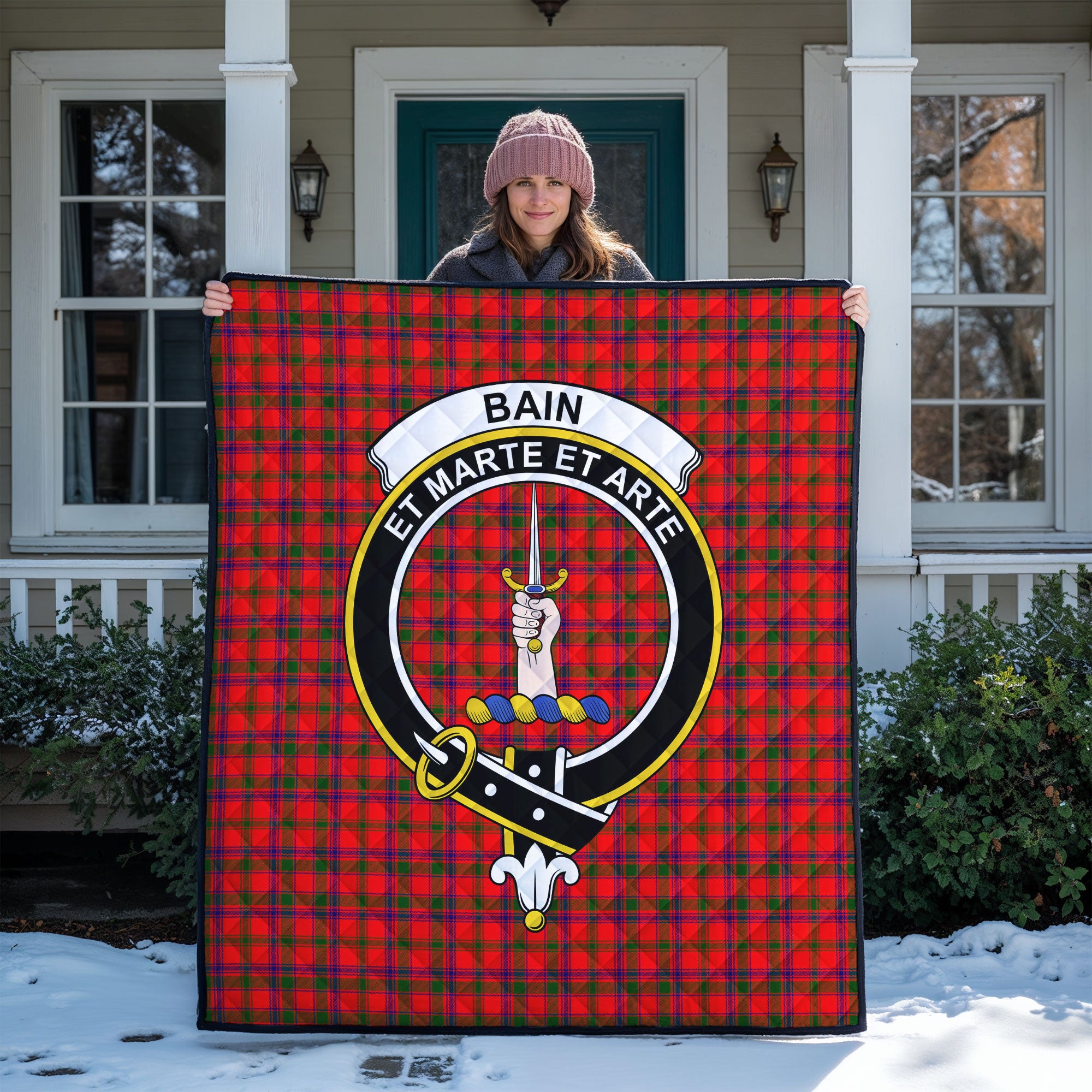 Bain Tartan Crest Quilt