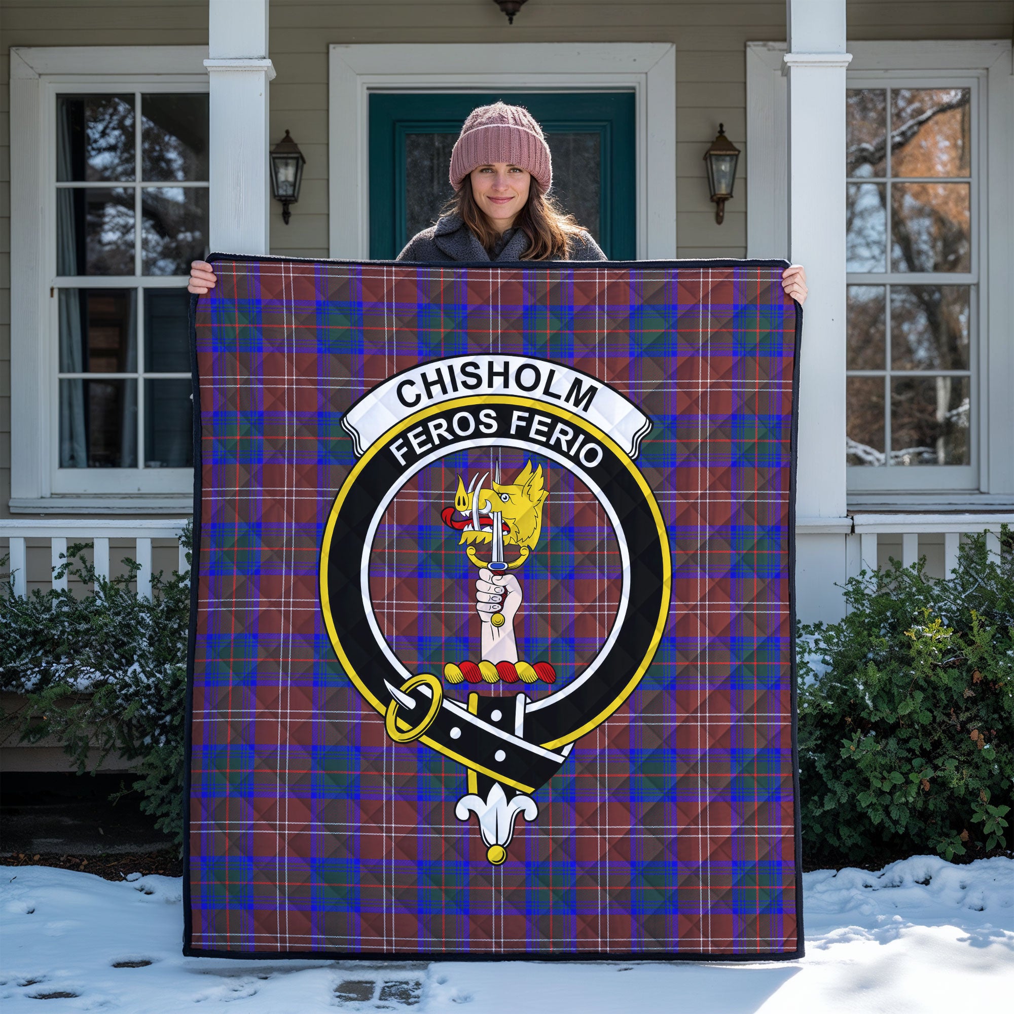 Chisholm Hunting Modern Tartan Crest Quilt