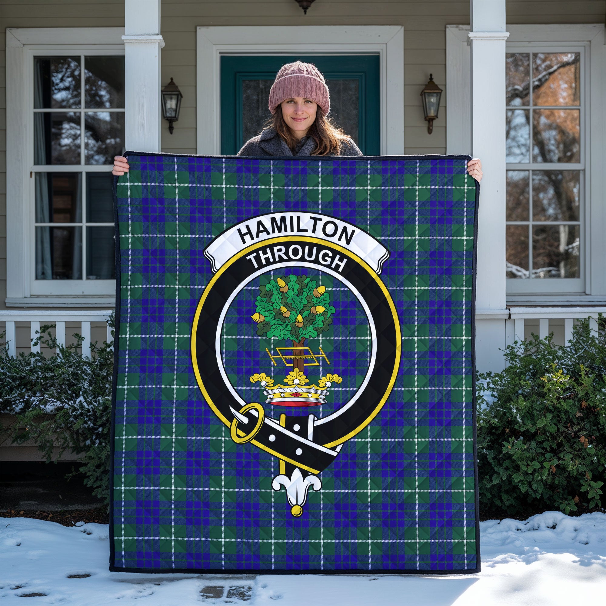 Hamilton Hunting Modern Tartan Crest Quilt