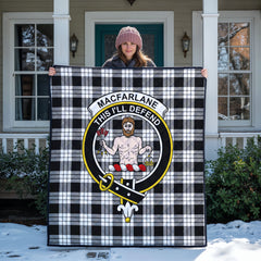 MacFarlane Black - White Tartan Crest Quilt