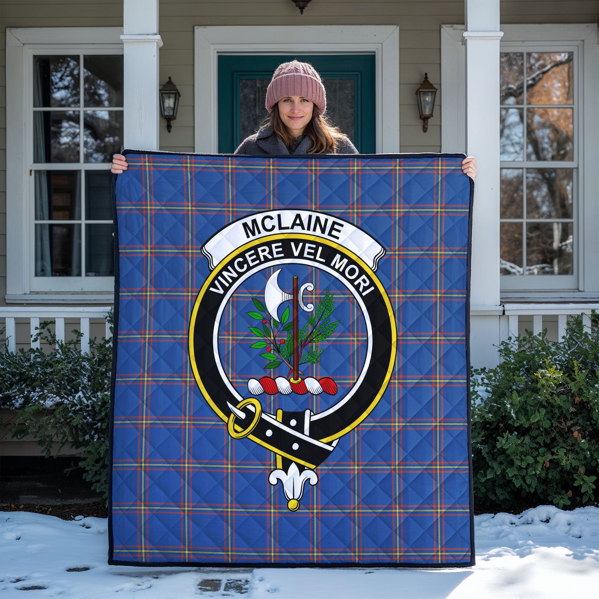 McLaine of Loch Buie Hunting Ancient Tartan Crest Quilt