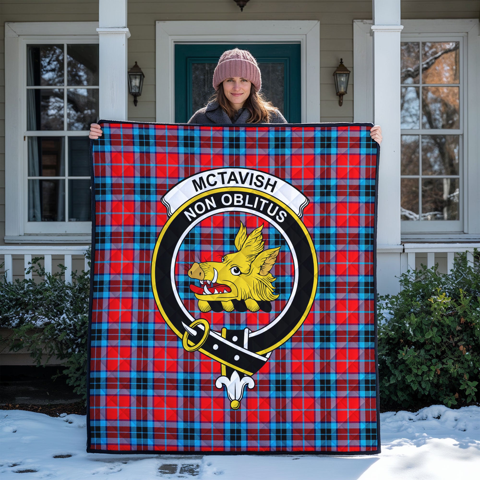McTavish Modern Tartan Crest Quilt