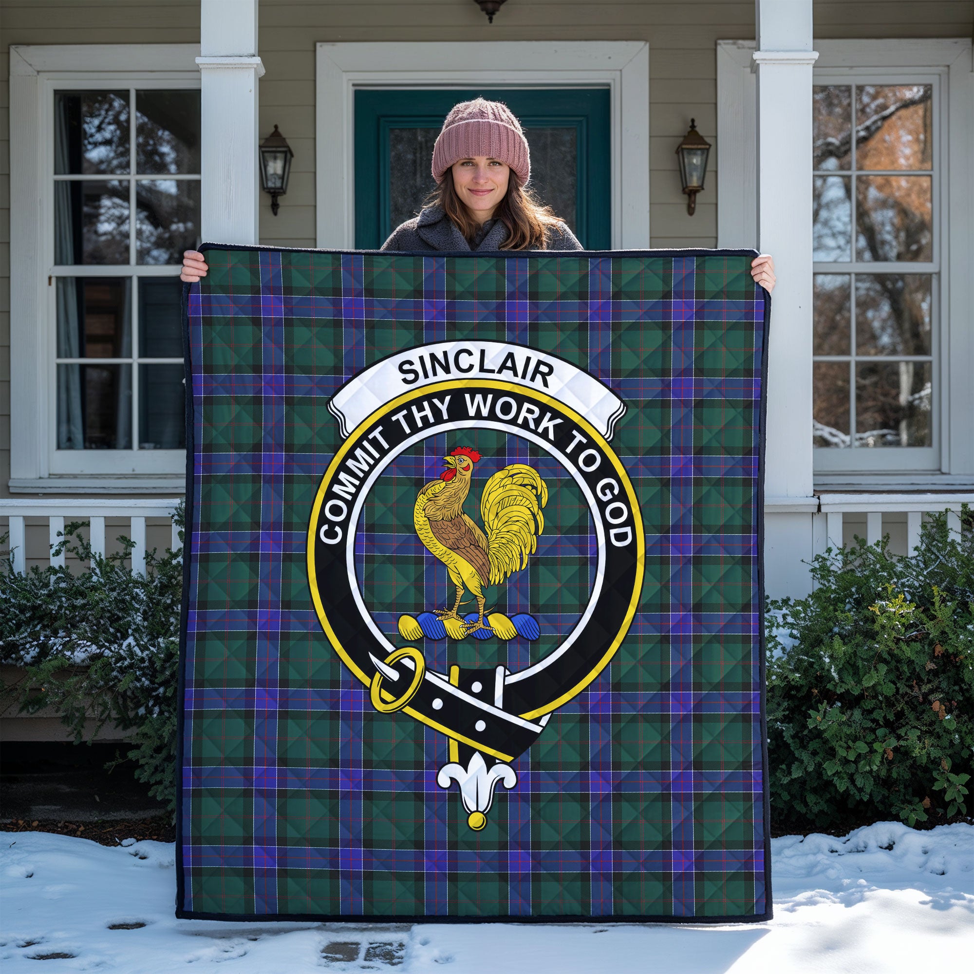 Sinclair Hunting Modern Tartan Crest Quilt