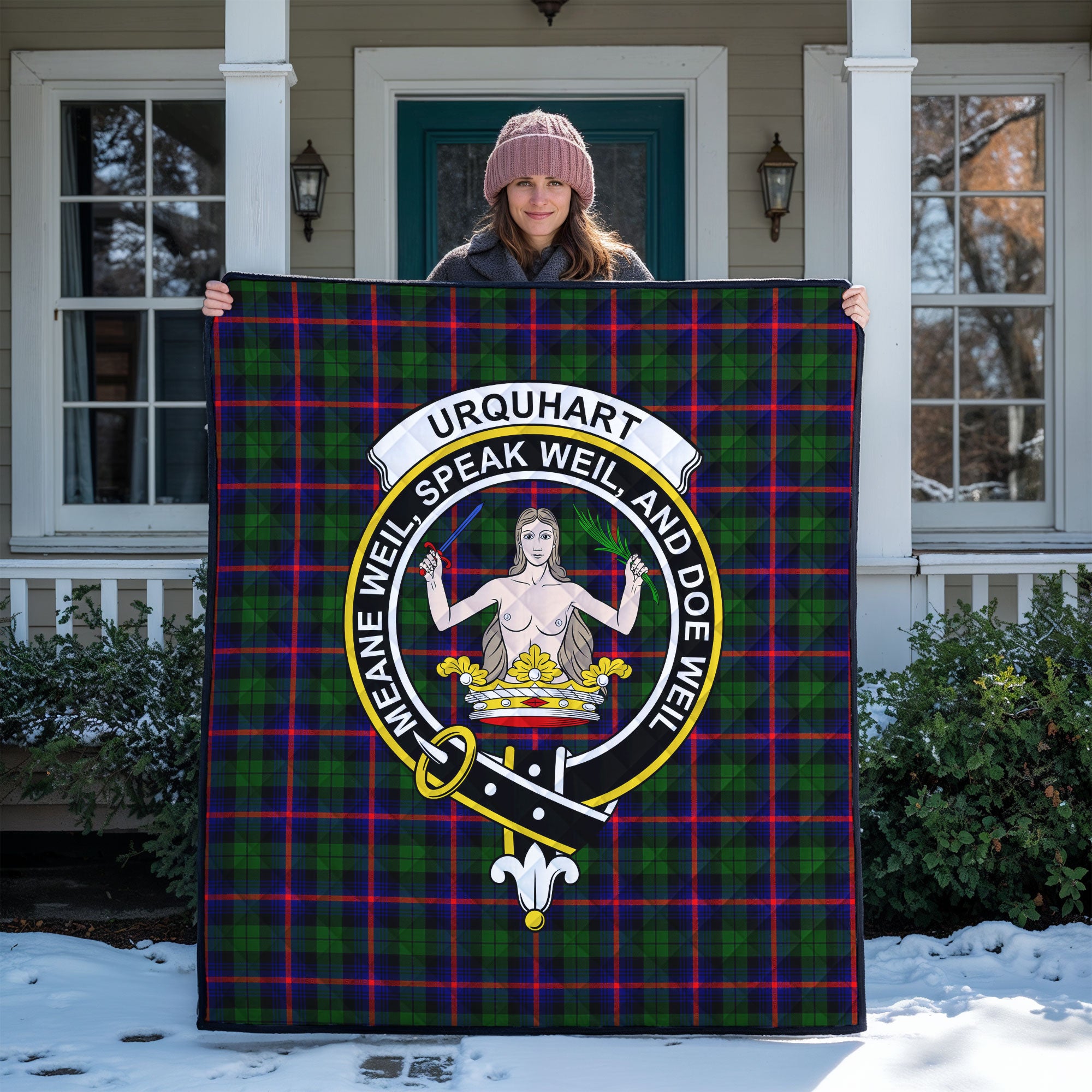 Urquhart Modern Tartan Crest Quilt