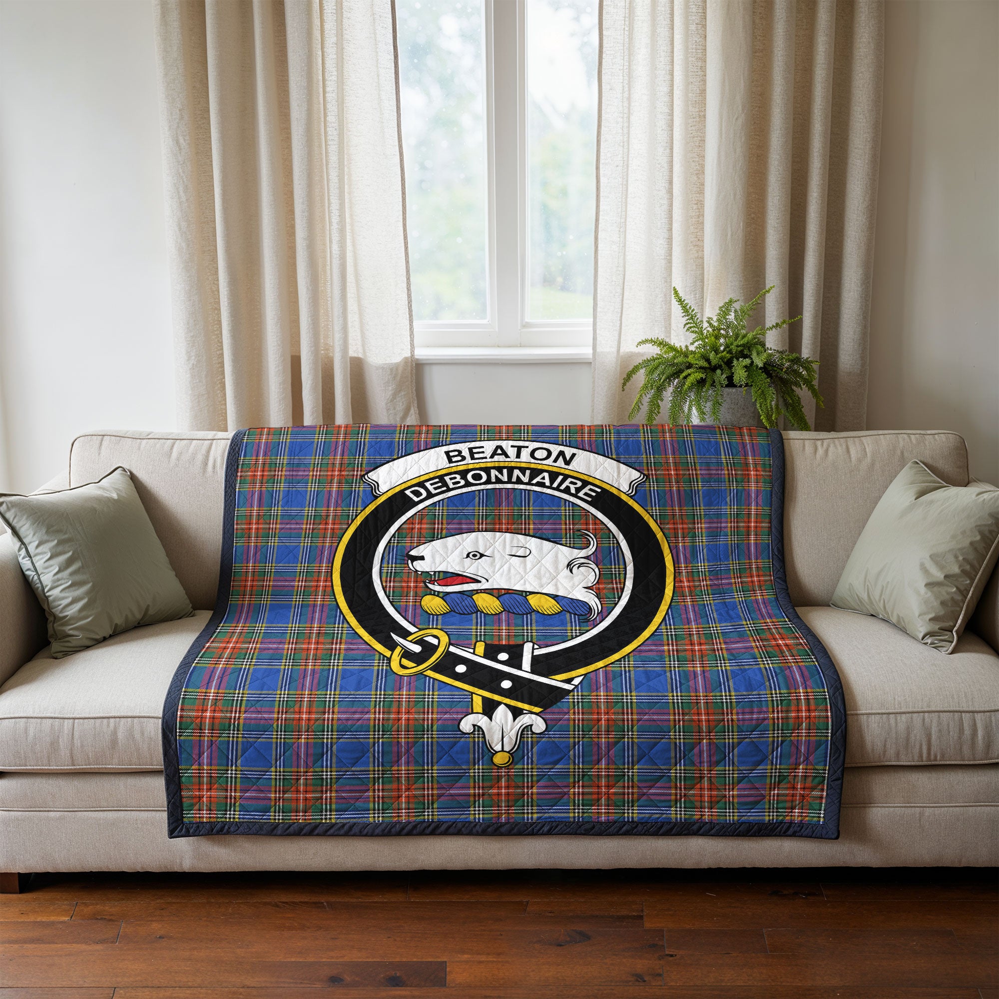 Beaton Ancient Tartan Crest Quilt