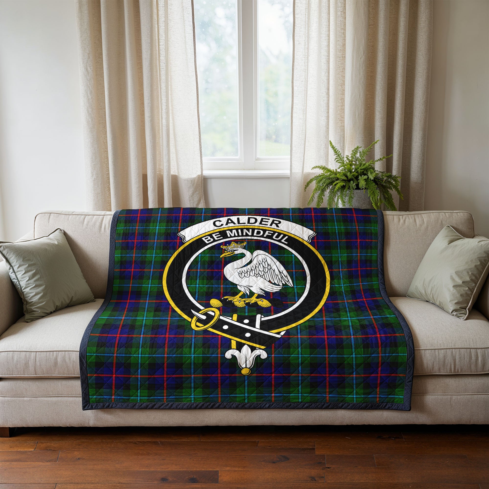 Calder (Calder-Campbell) Tartan Crest Quilt