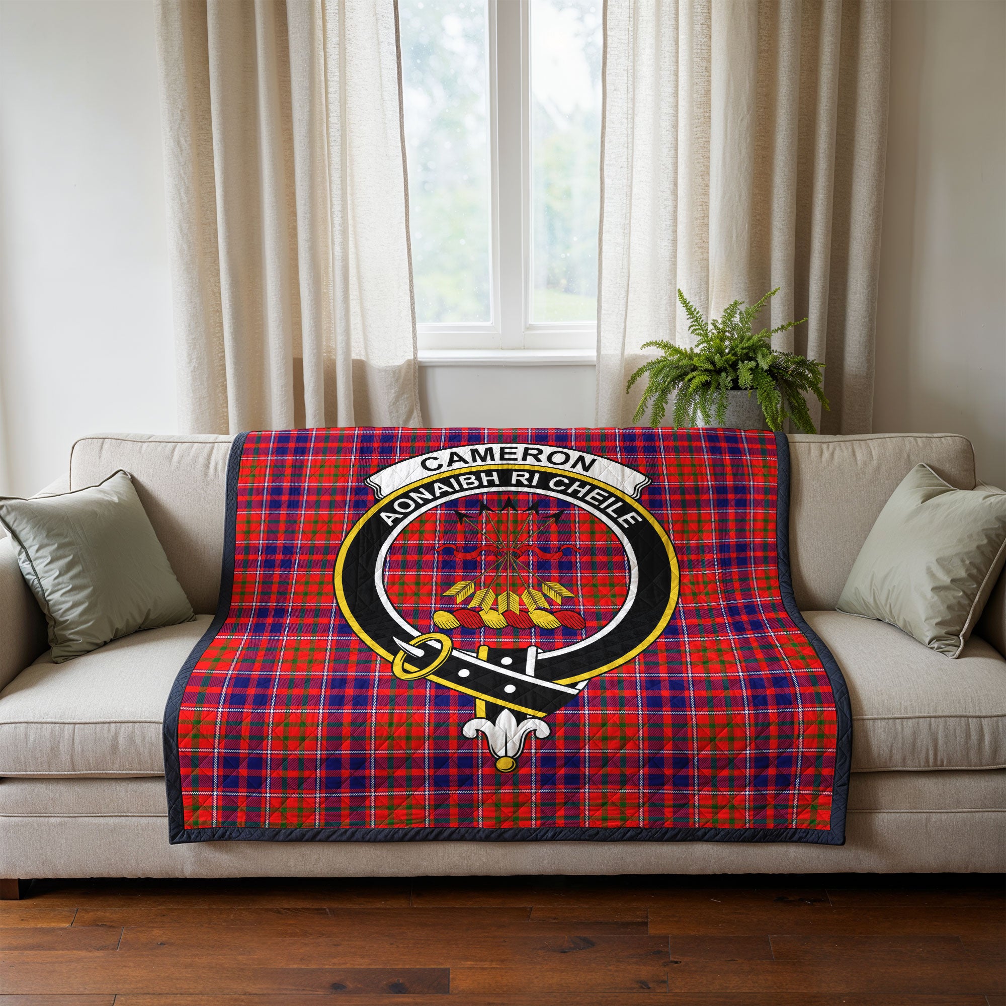 Cameron of Lochiel Modern Tartan Crest Quilt