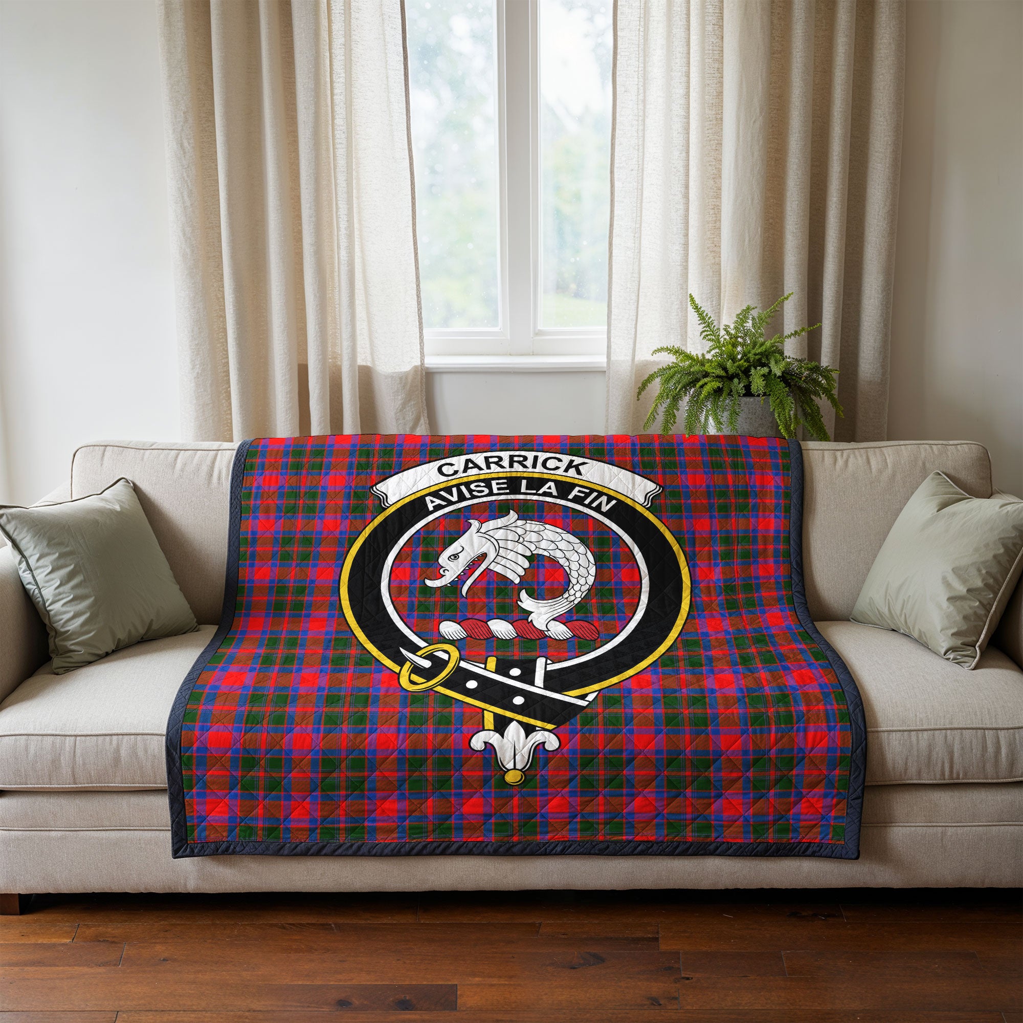 Carrick District Tartan Crest Quilt