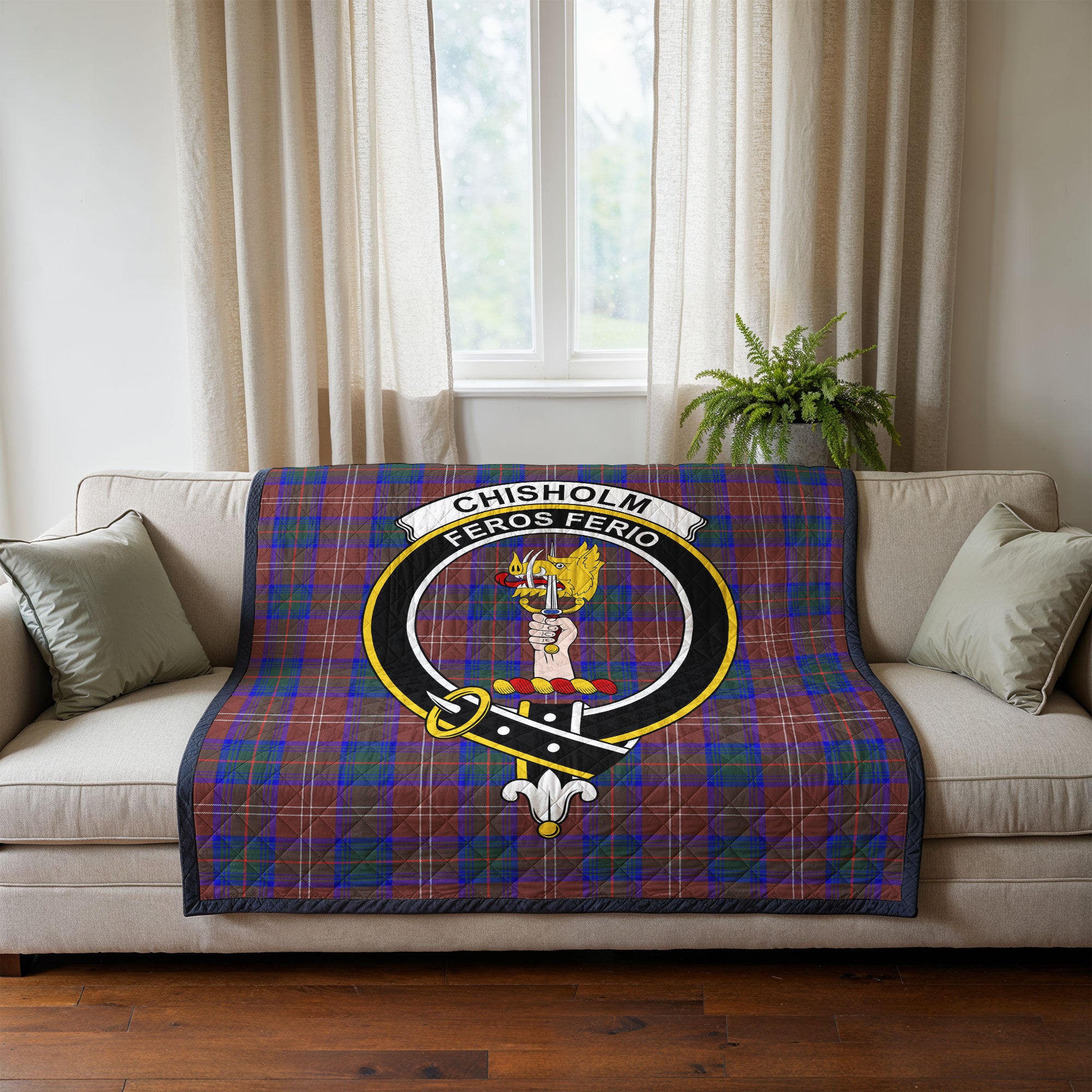 Chisholm Hunting Modern Tartan Crest Quilt