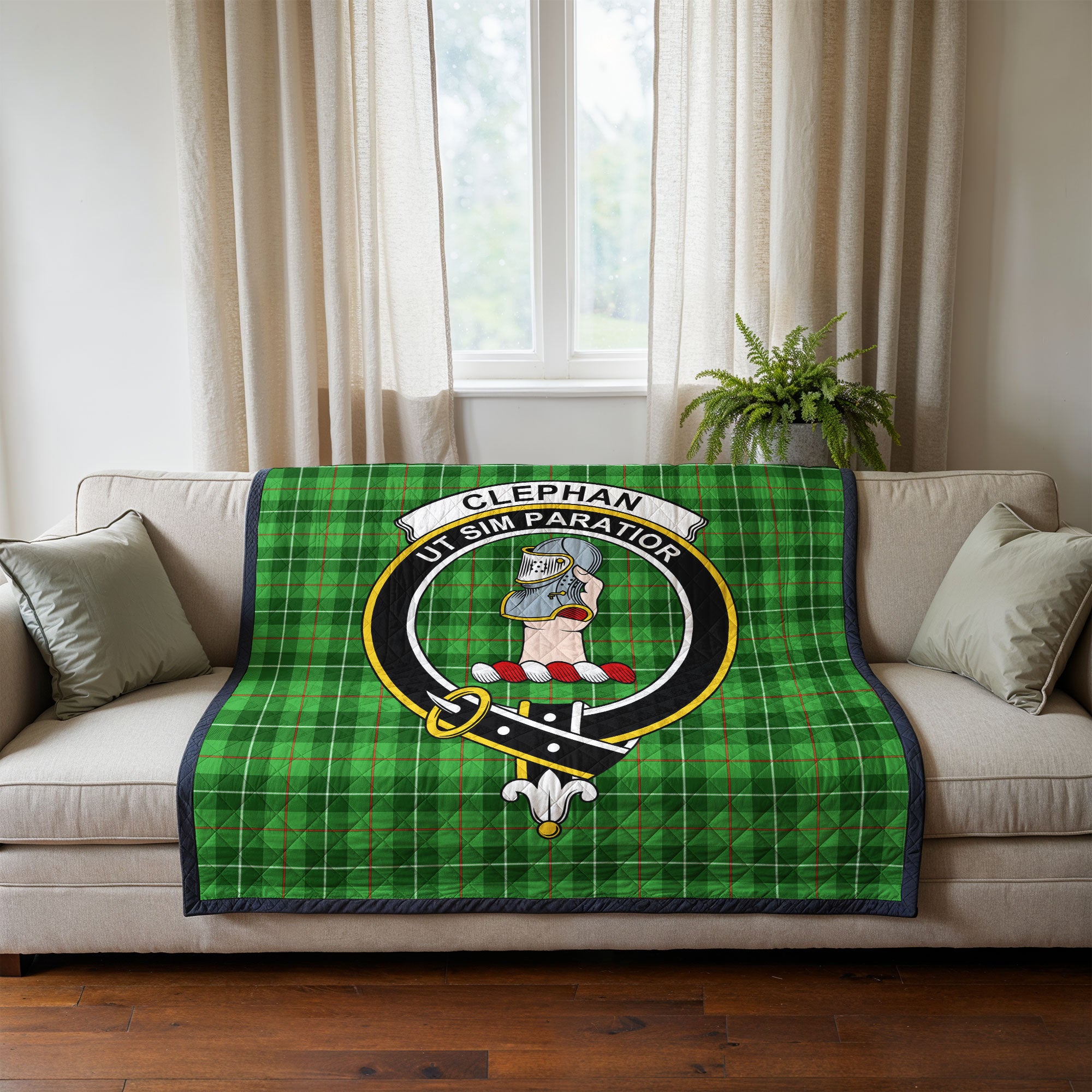Clephan (or Clephane) Tartan Crest Quilt