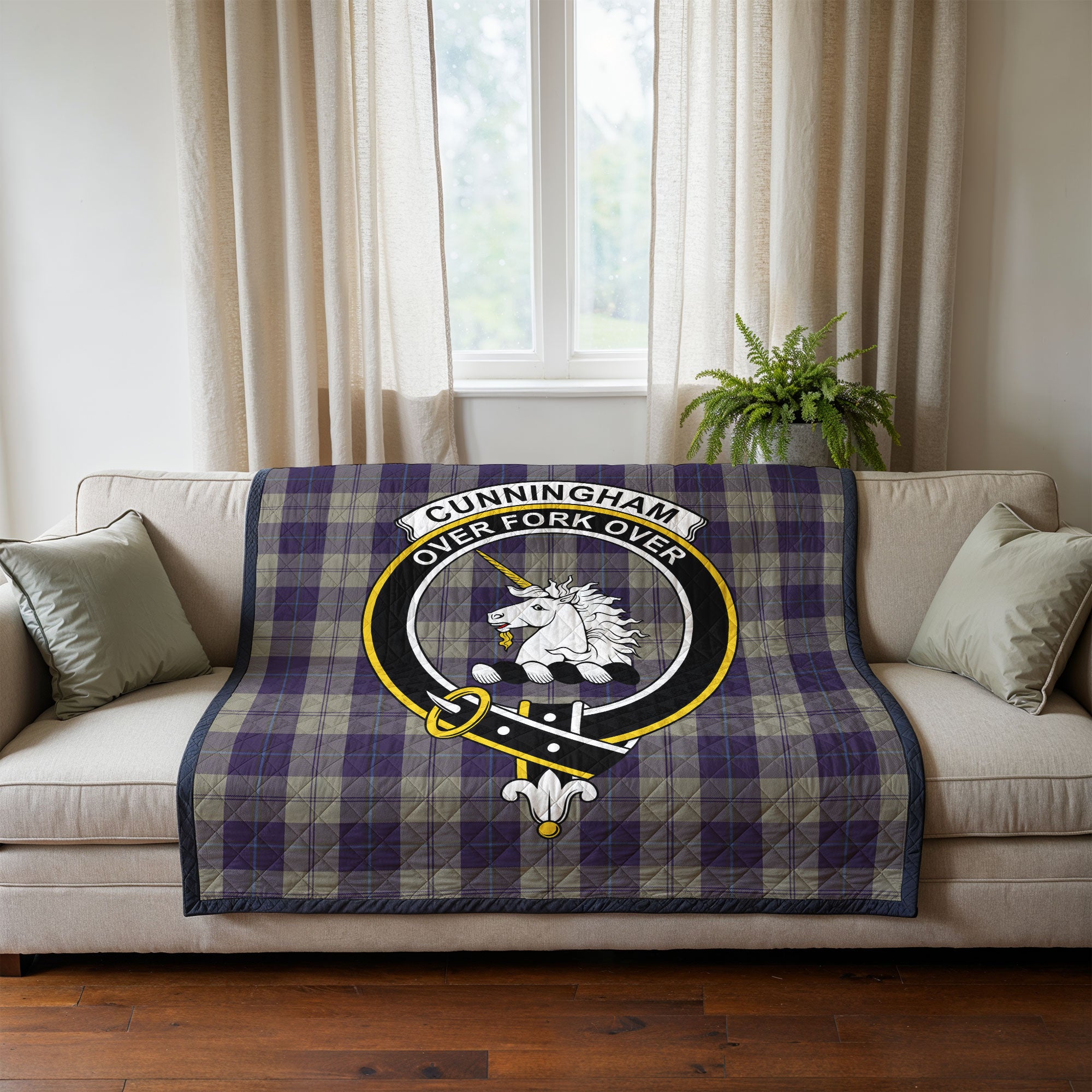 Cunningham Dress Blue Dancers Tartan Crest Quilt