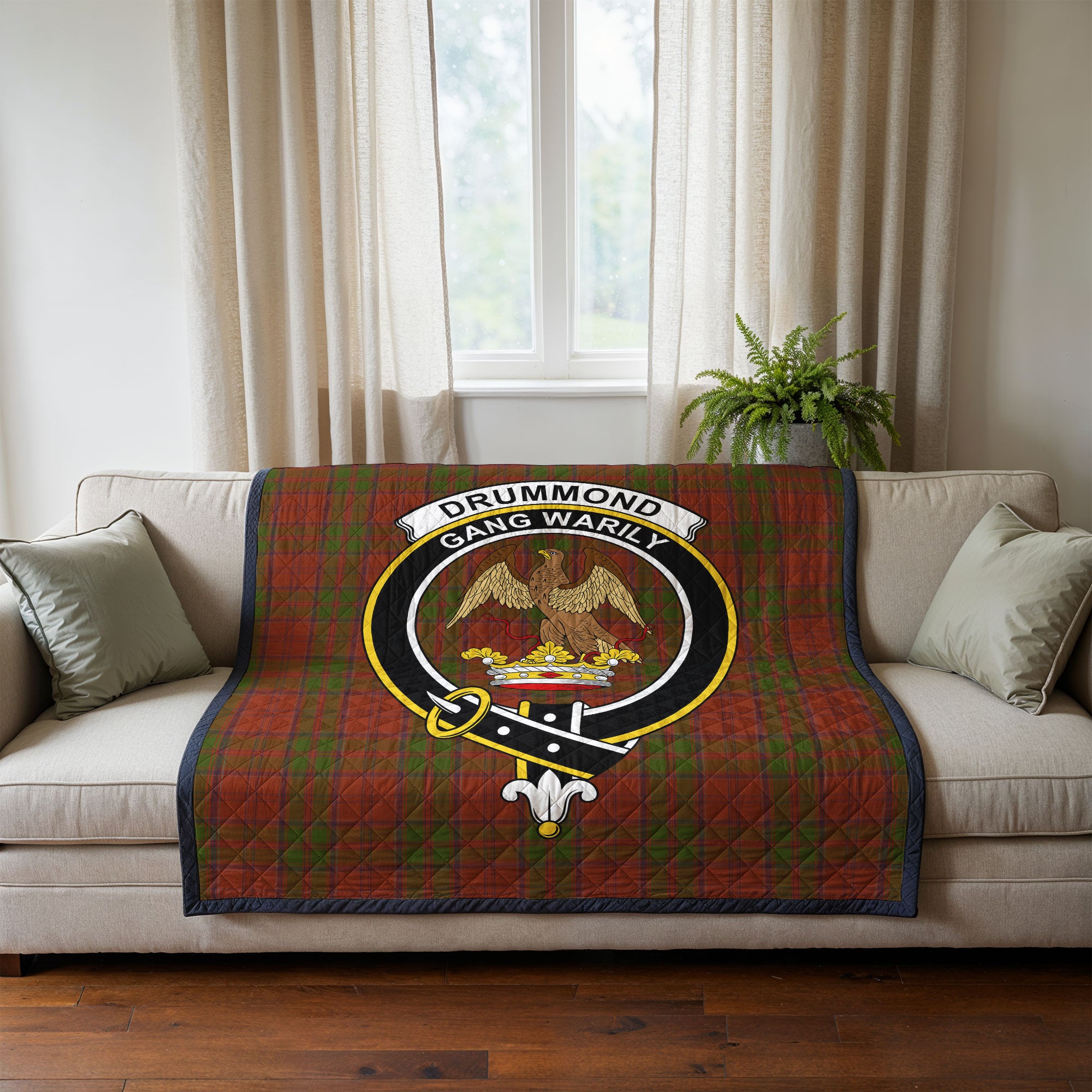 Drummond Clan Tartan Crest Quilt