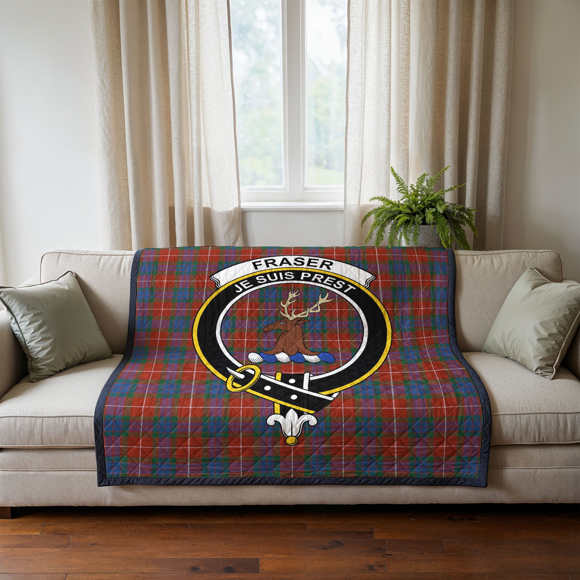 Fraser (of Lovat) Ancient Tartan Crest Quilt