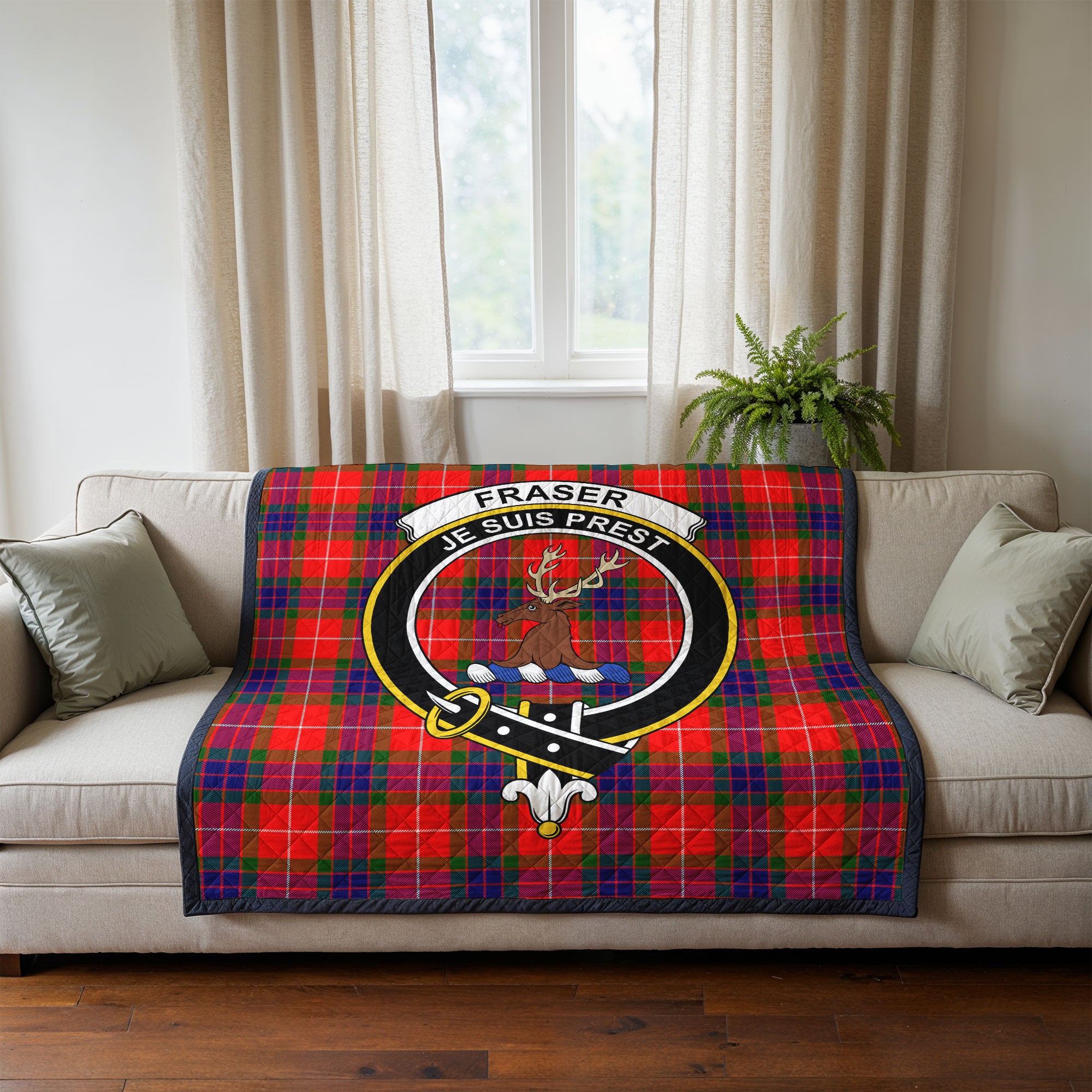 Fraser (of Lovat) Modern Tartan Crest Quilt