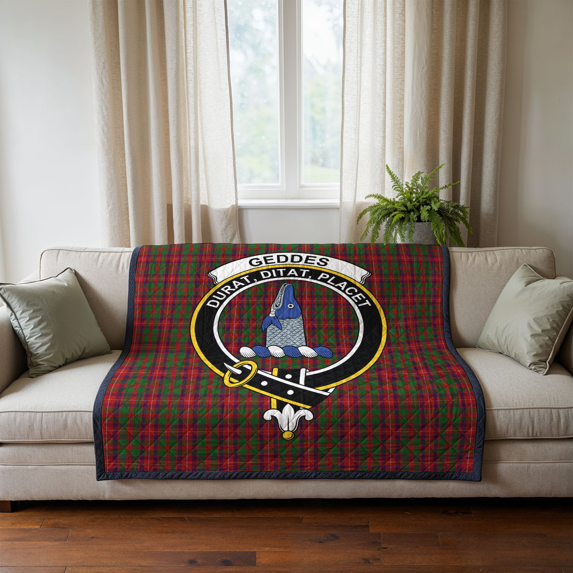 Geddes Tartan Crest Quilt