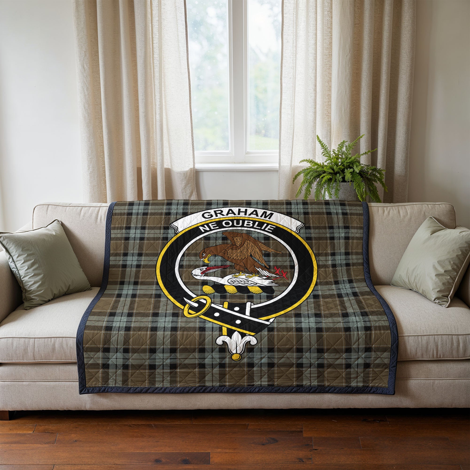 Graham of Menteith Weathered Tartan Crest Quilt