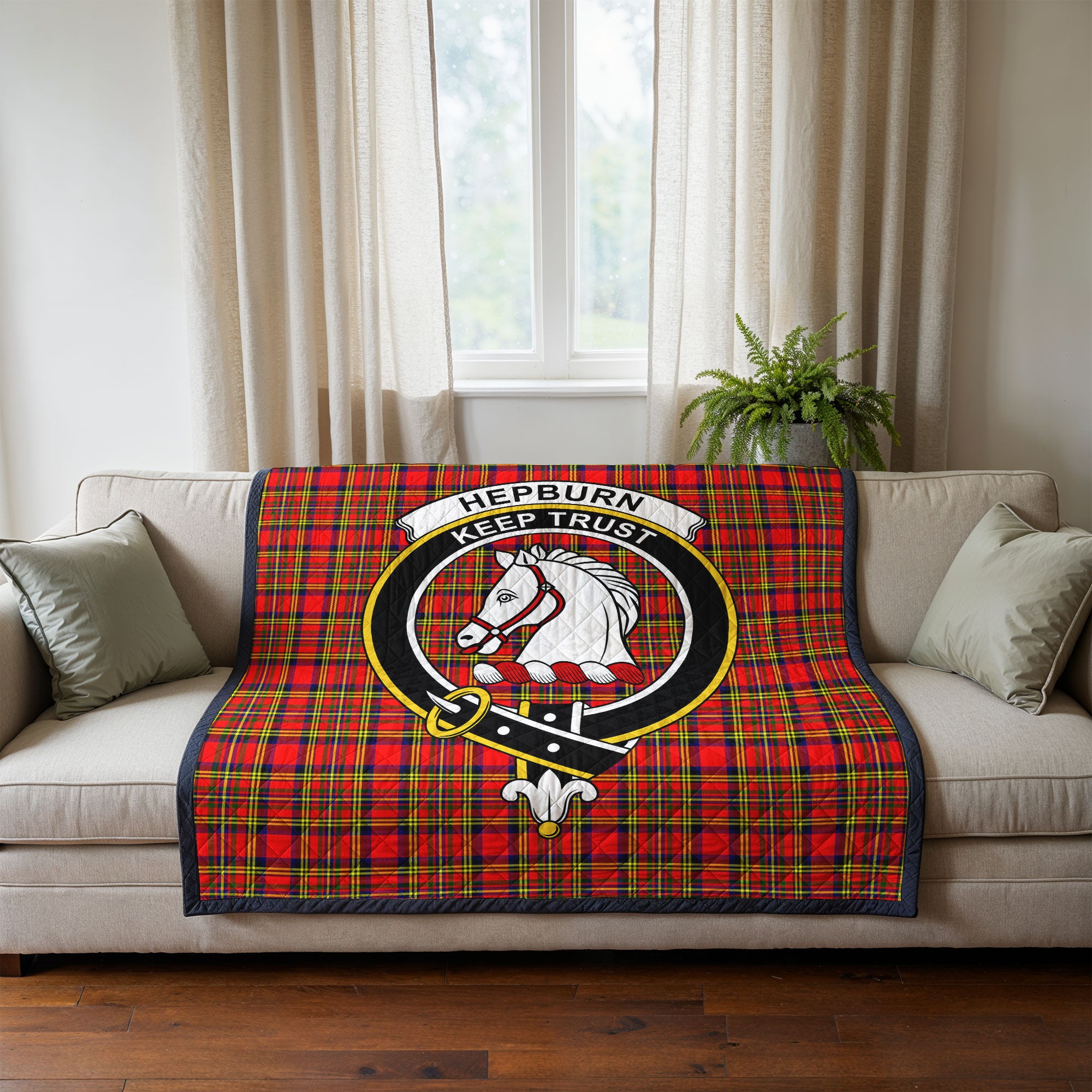 Hepburn Tartan Crest Quilt