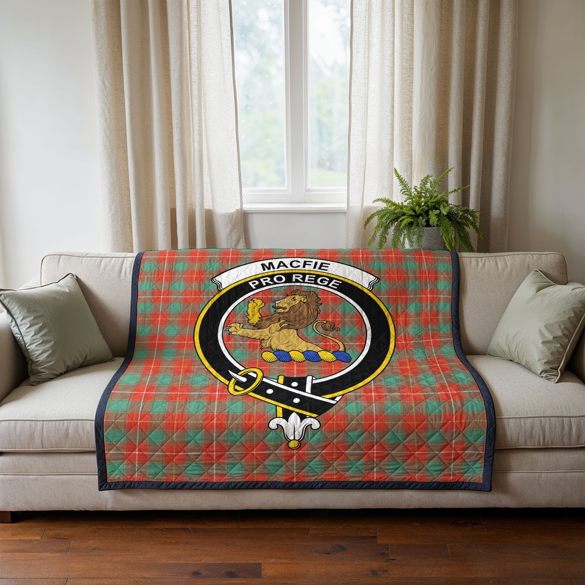 MacFie Ancient Tartan Crest Quilt