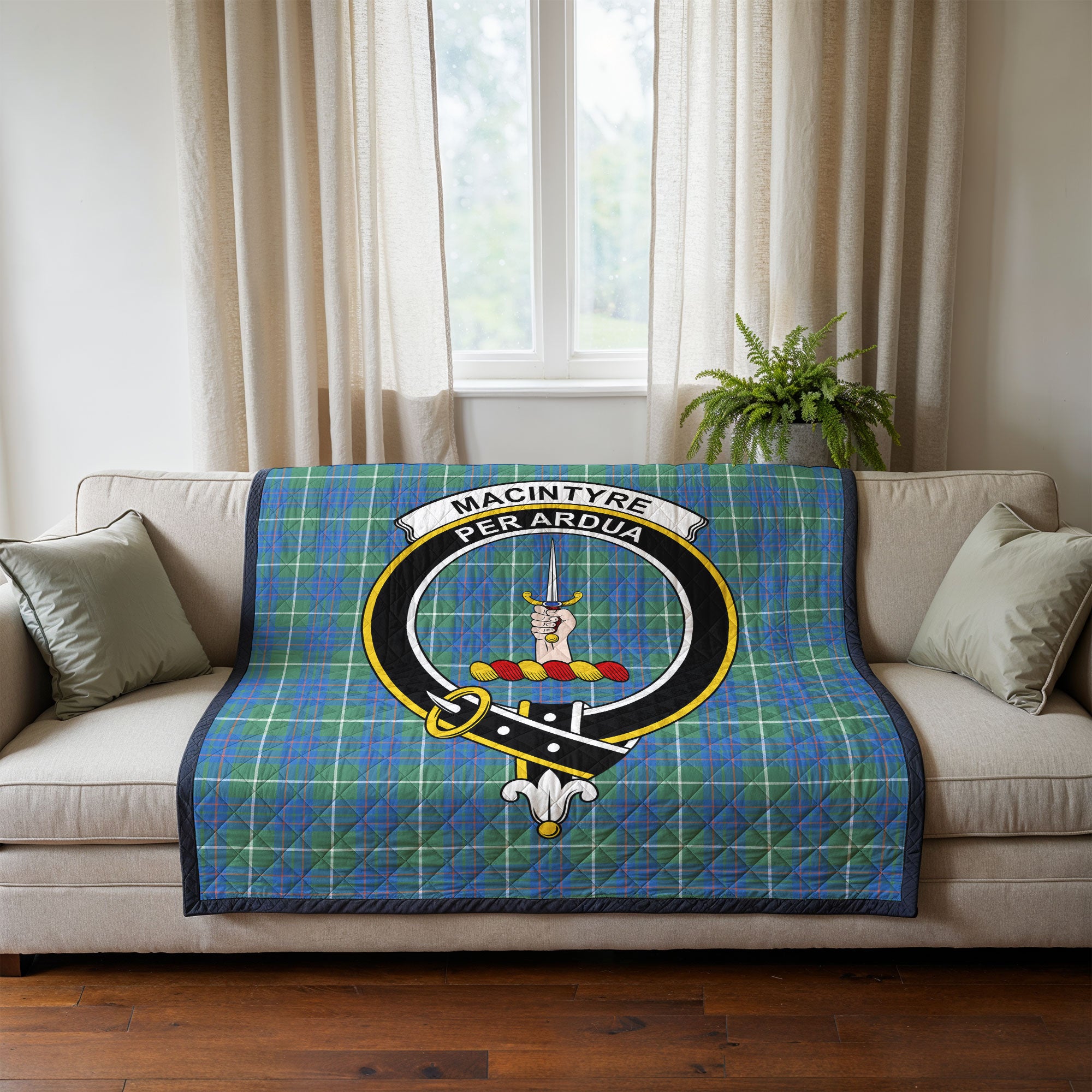 MacIntyre Hunting Ancient Tartan Crest Quilt