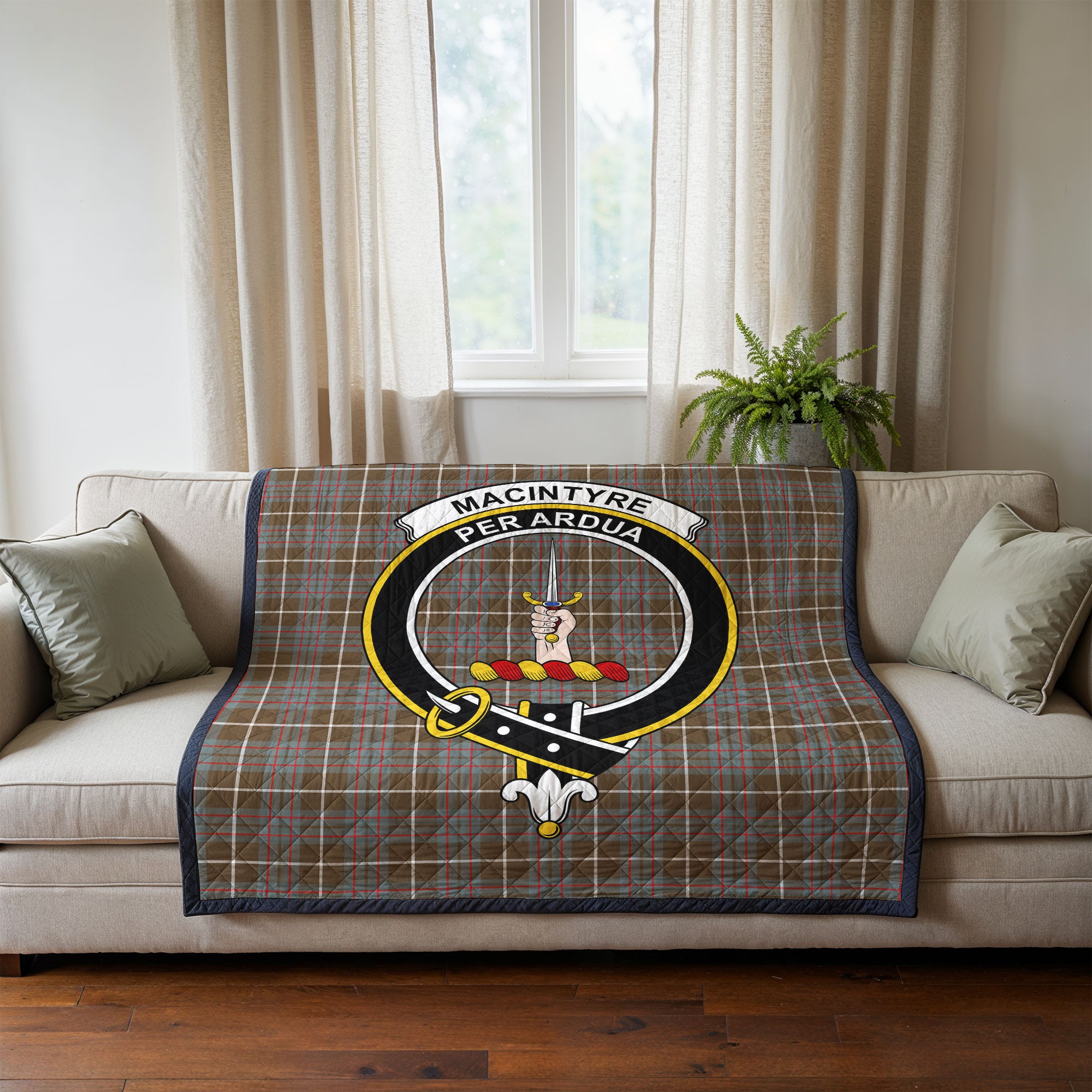 MacIntyre Hunting Weathered Tartan Crest Quilt