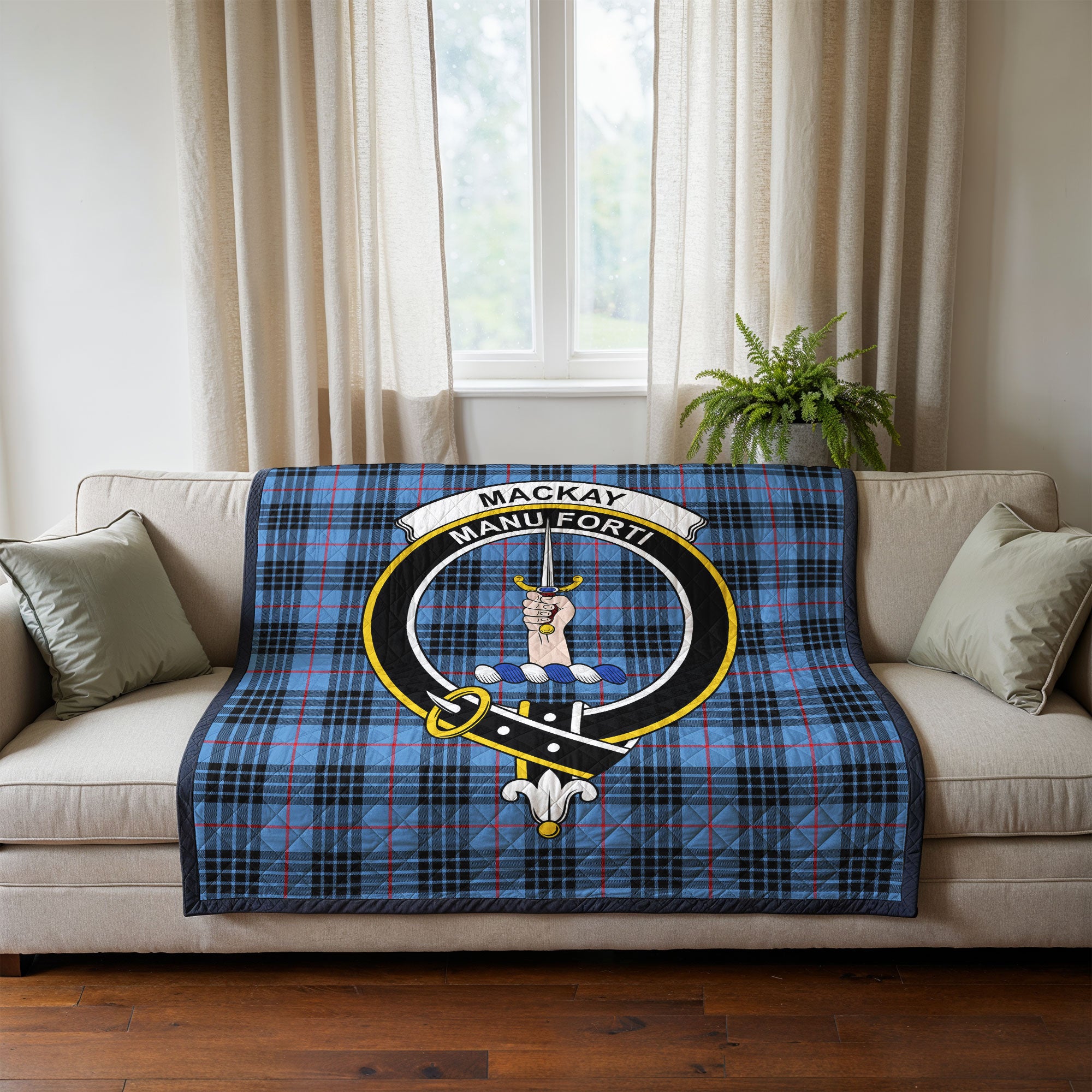 MacKay Blue Tartan Crest Quilt