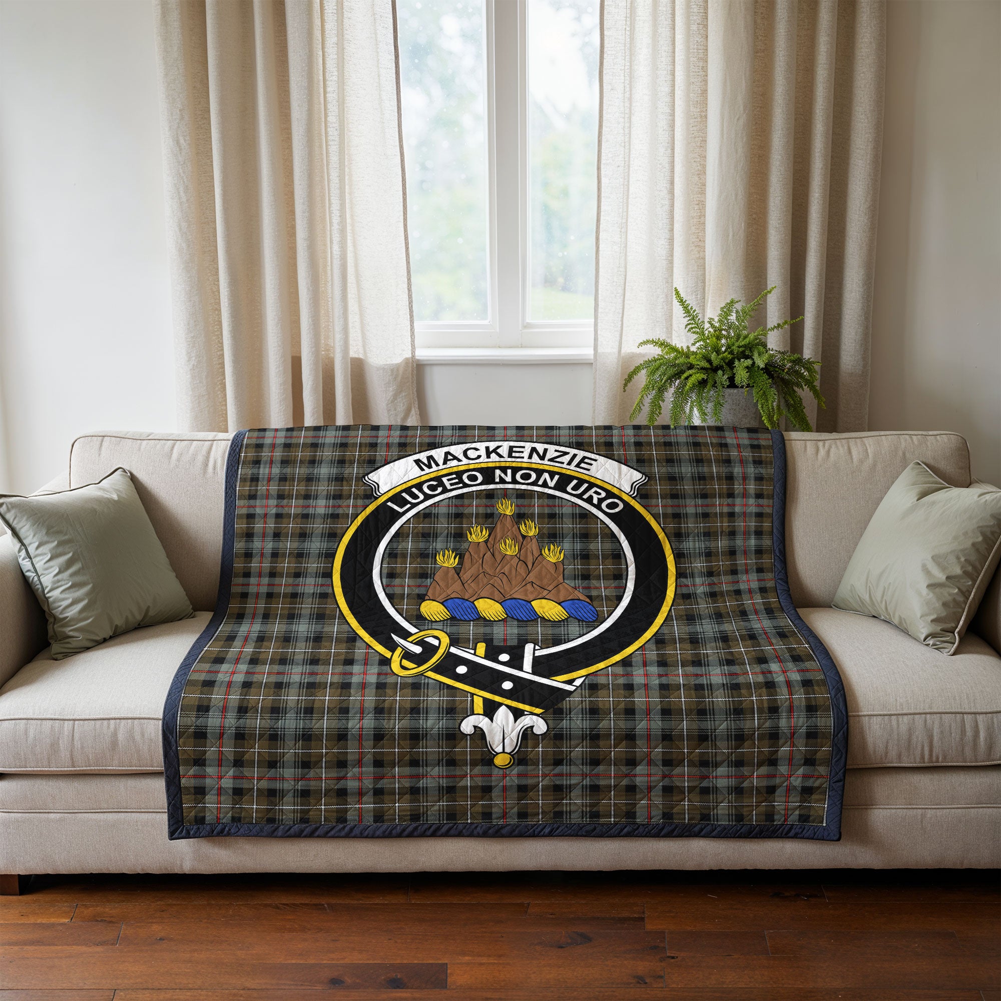 MacKenzie Weathered Tartan Crest Quilt