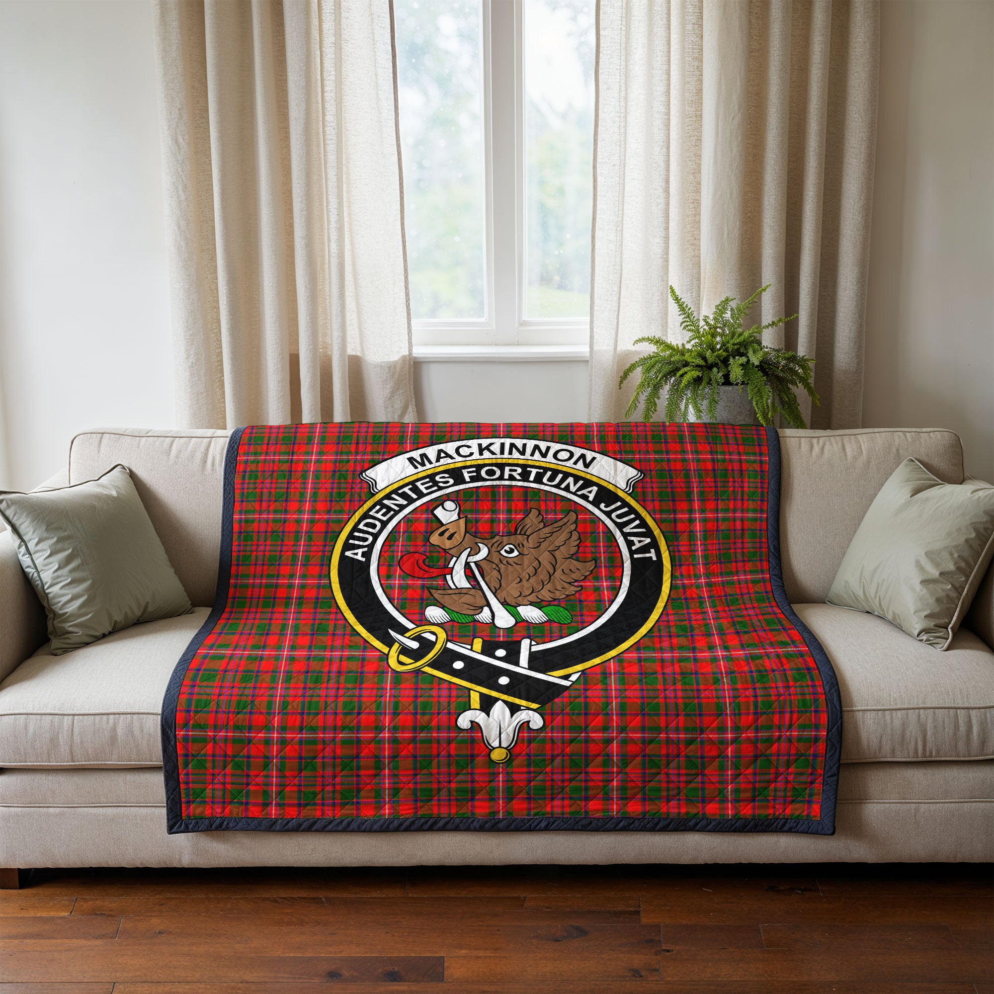 MacKinnon Modern Tartan Crest Quilt