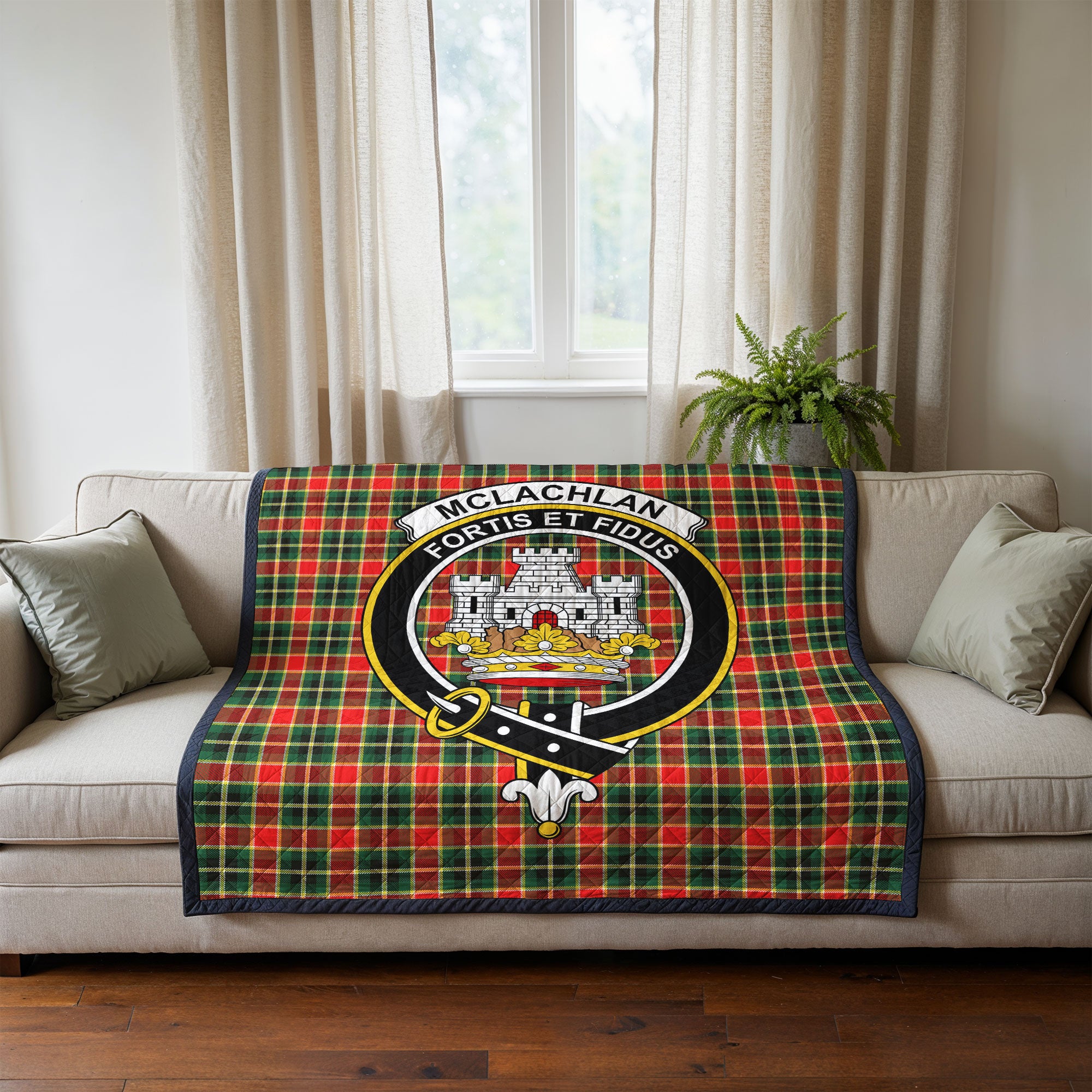 McLachlan Hunting Modern Tartan Crest Quilt