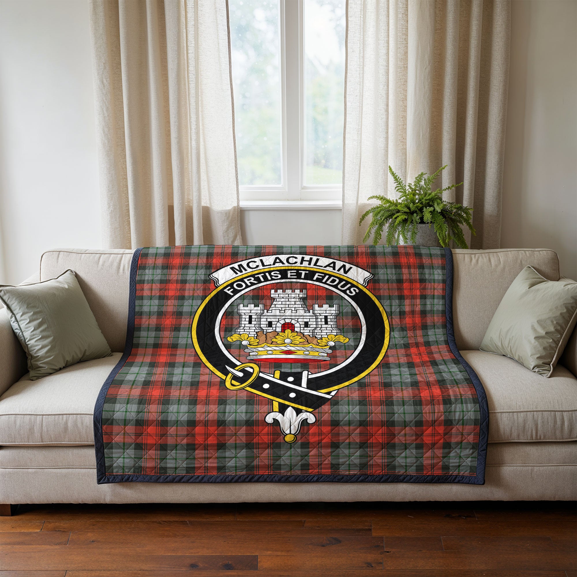 McLachlan Weathered Tartan Crest Quilt