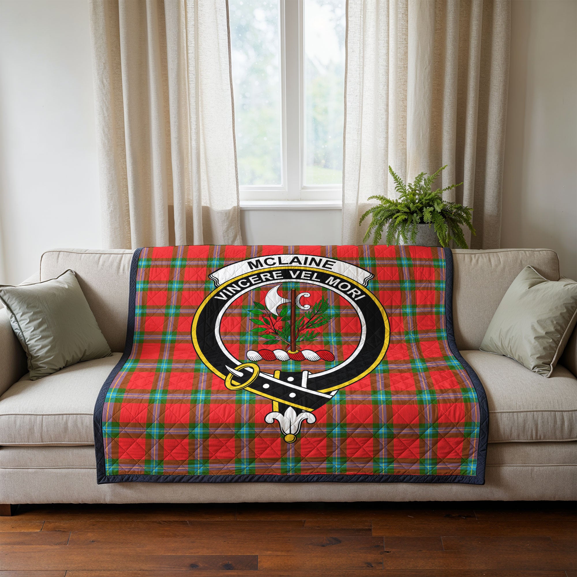 McLaine of Loch Buie Tartan Crest Quilt