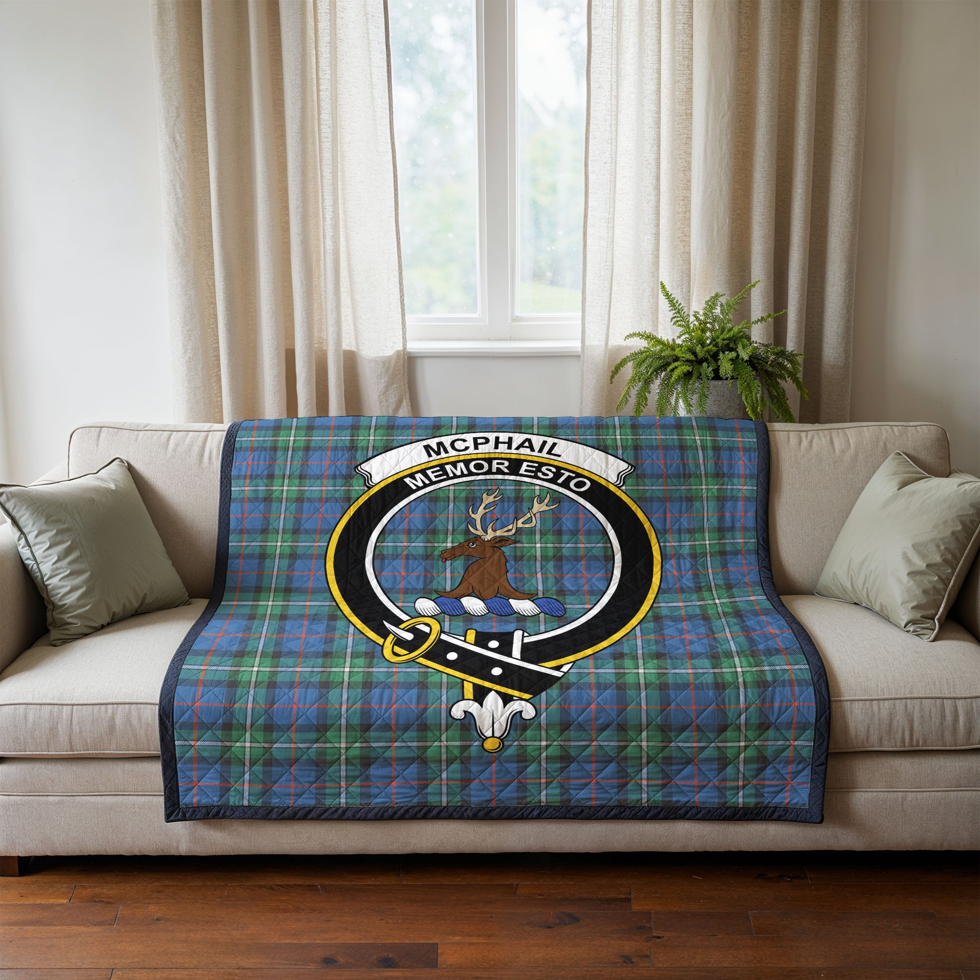 McPhail Hunting Ancient Tartan Crest Quilt