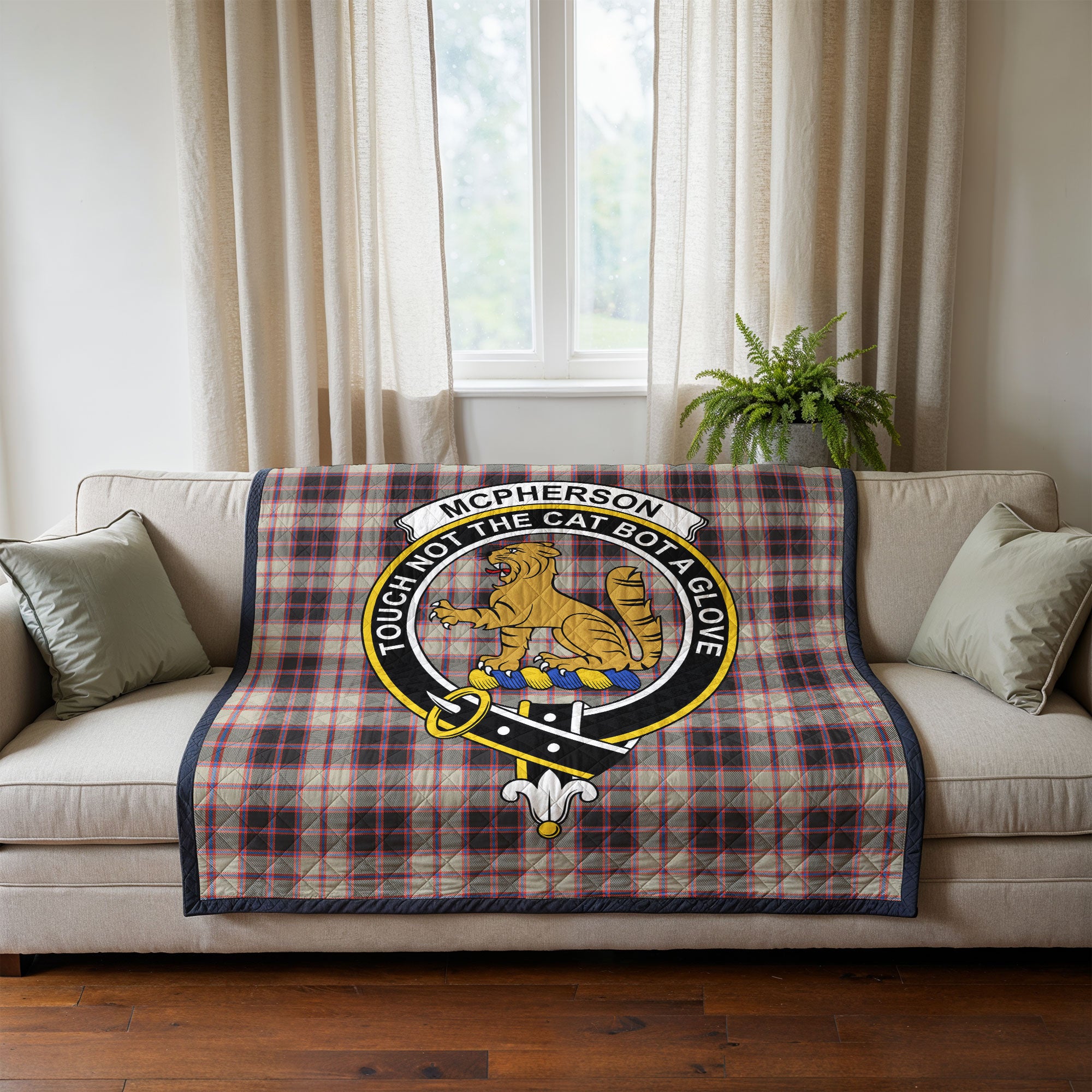 McPherson Hunting Ancient Tartan Crest Quilt