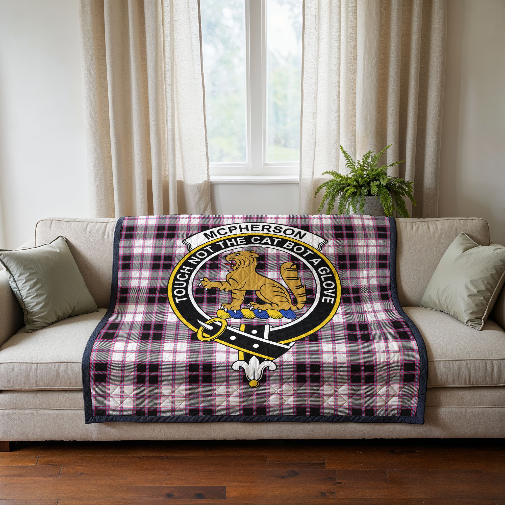 McPherson Hunting Modern Tartan Crest Quilt
