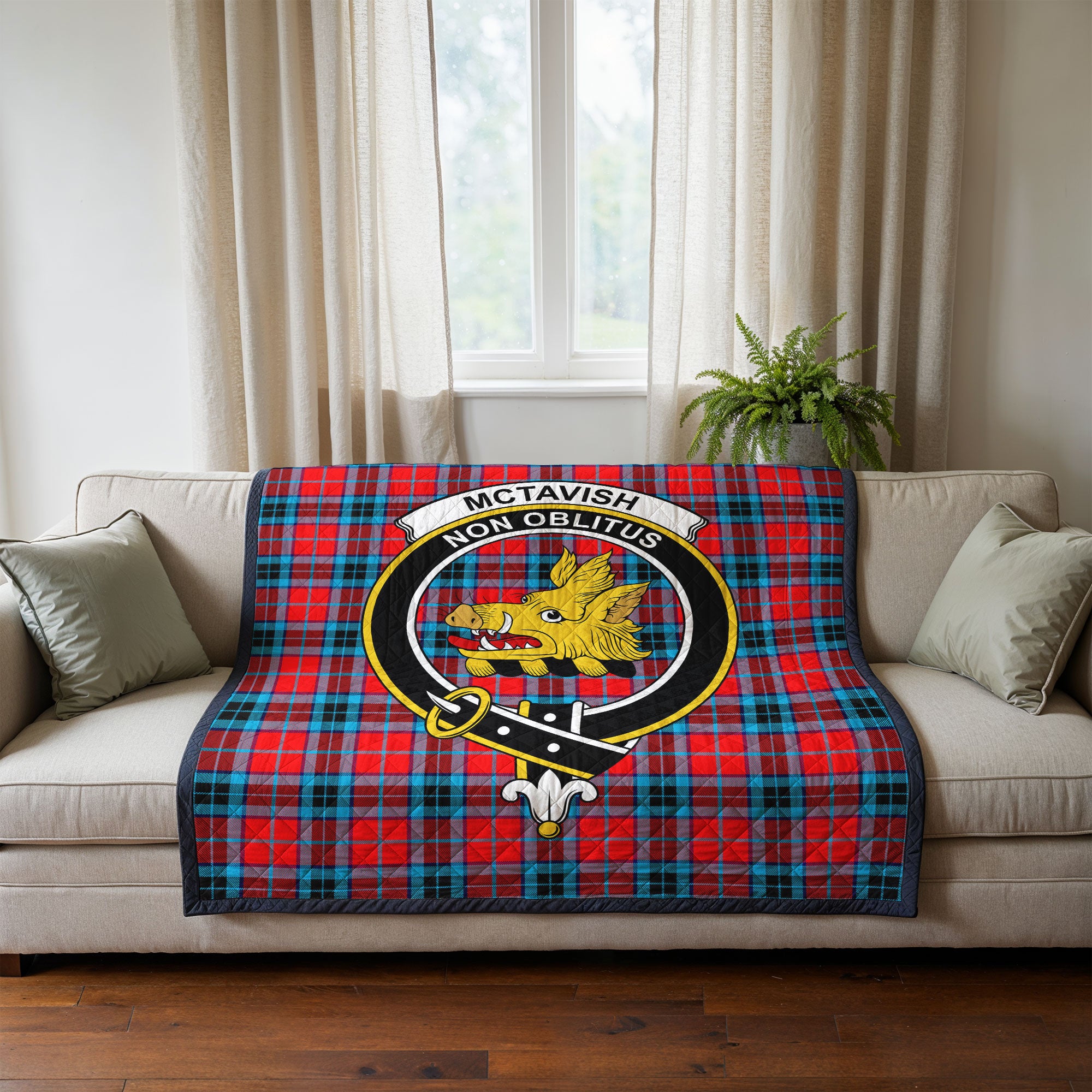 McTavish Modern Tartan Crest Quilt