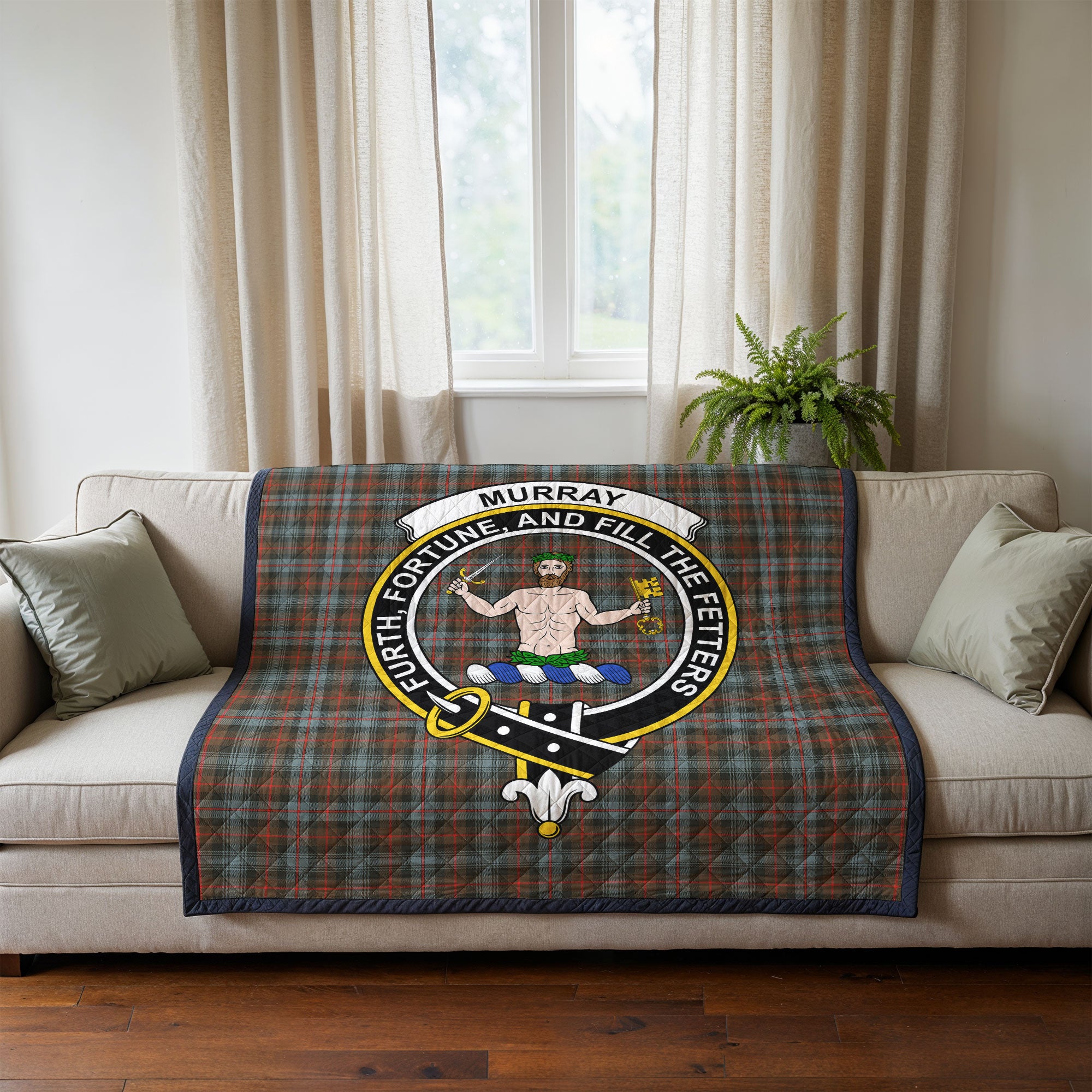 Murray of Atholl Weathered Tartan Crest Quilt