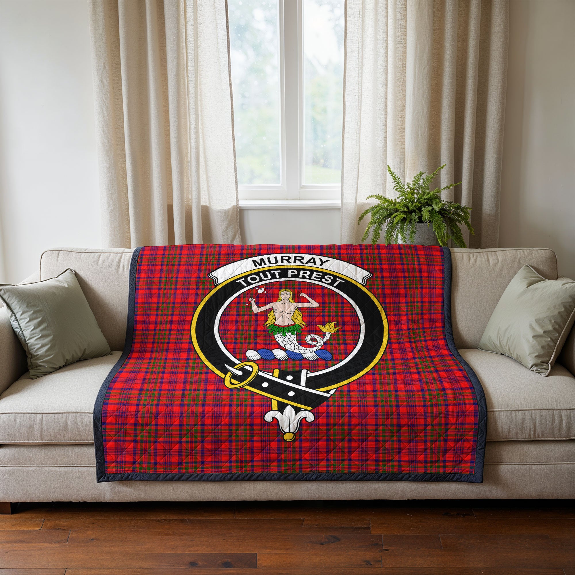 Murray of Tulloch Modern Tartan Crest Quilt