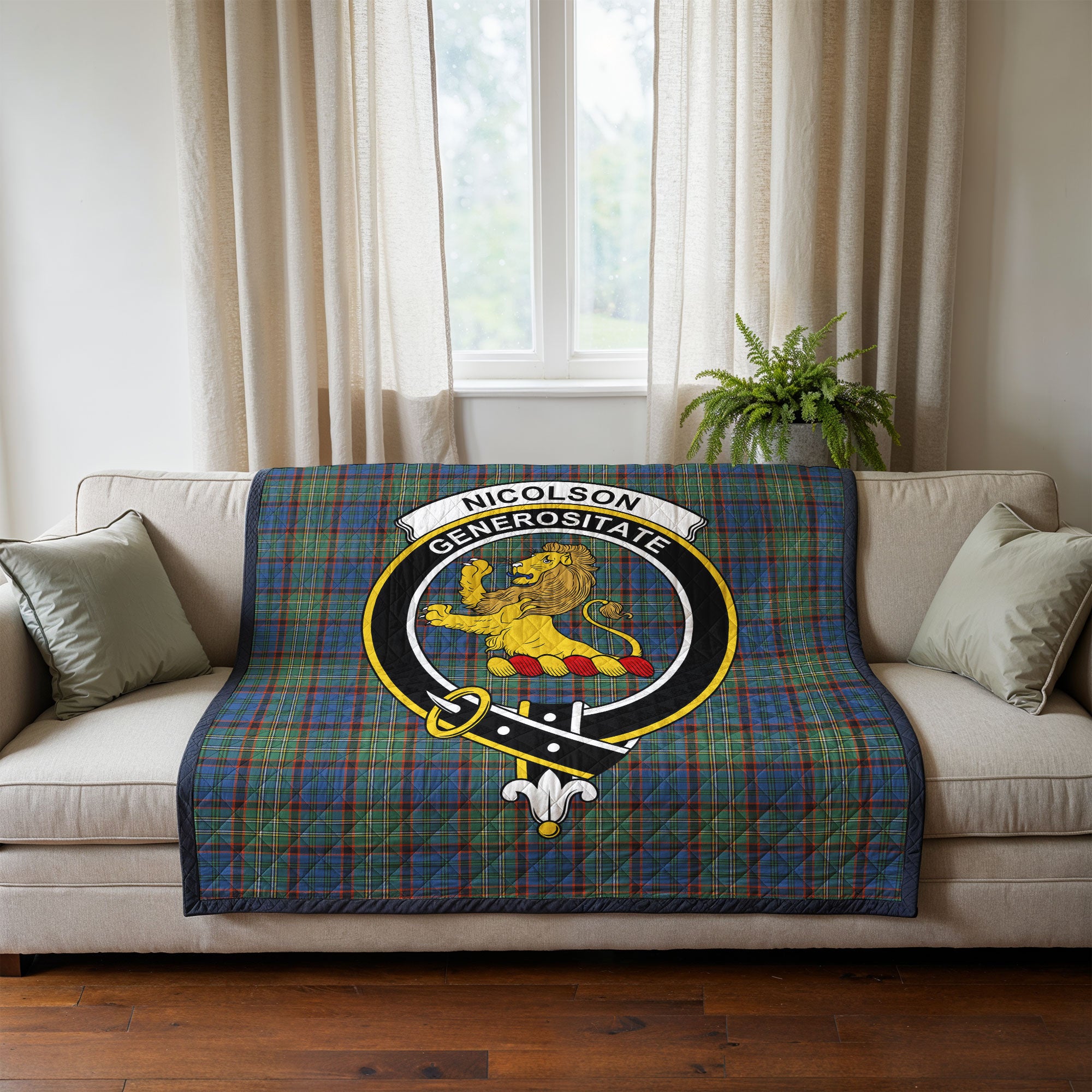 Nicolson Hunting Ancient Tartan Crest Quilt
