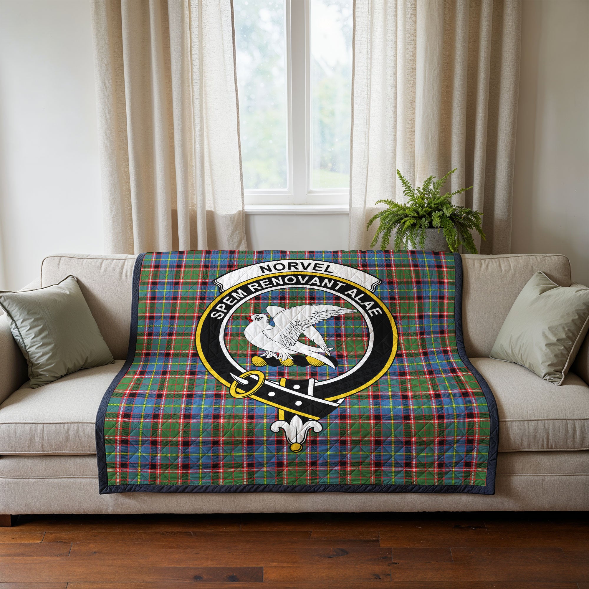 Norvel (or Norvill) Tartan Crest Quilt