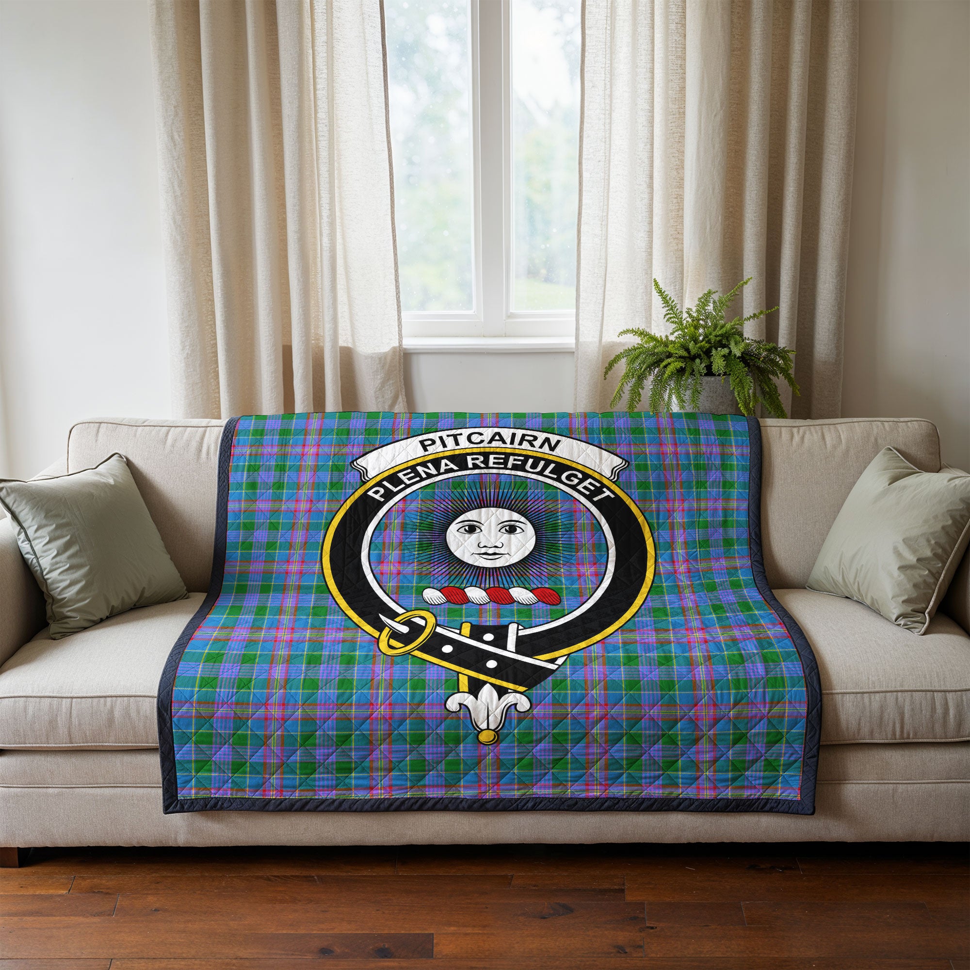 Pitcairn Hunting Tartan Crest Quilt