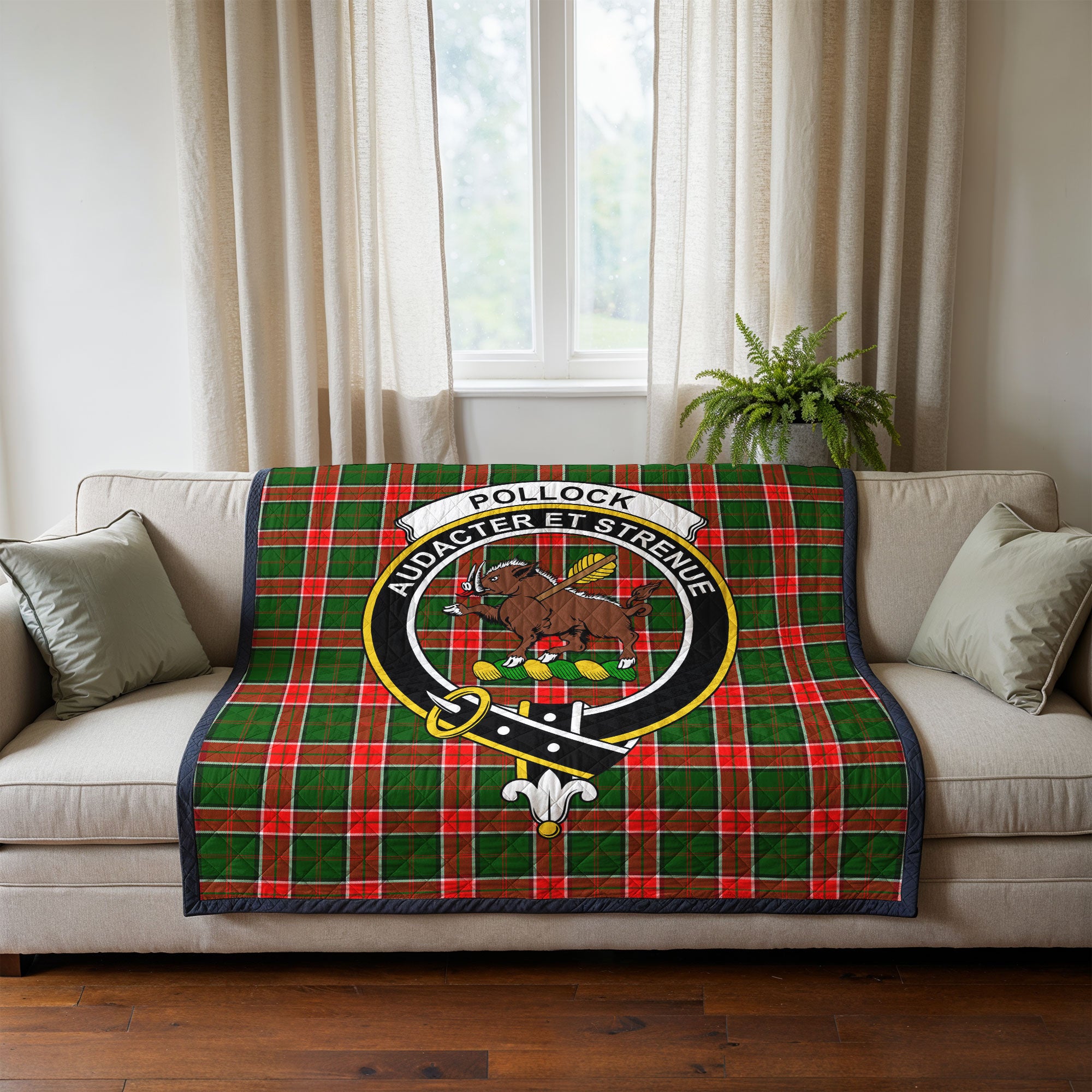 Pollock Tartan Crest Quilt