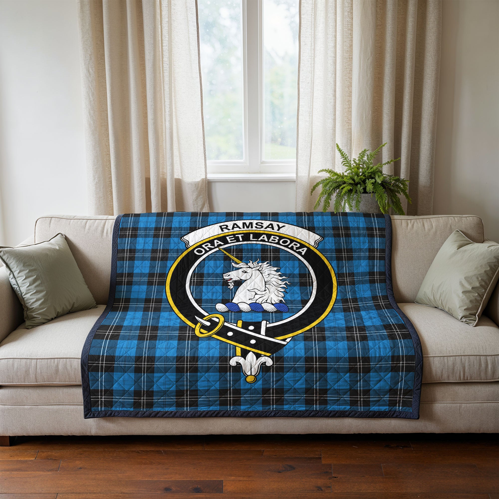 Ramsay Blue Ancient Tartan Crest Quilt