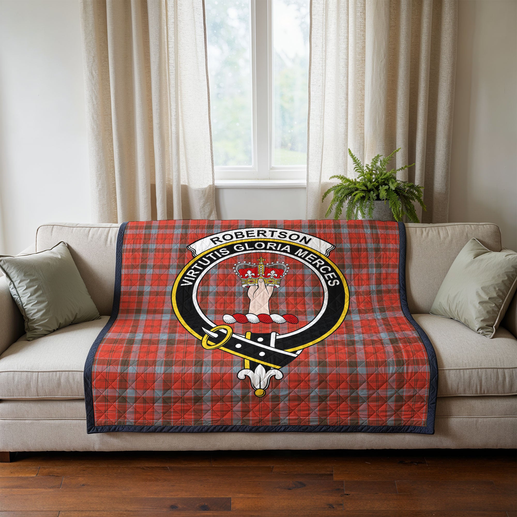 Robertson Weathered Tartan Crest Quilt
