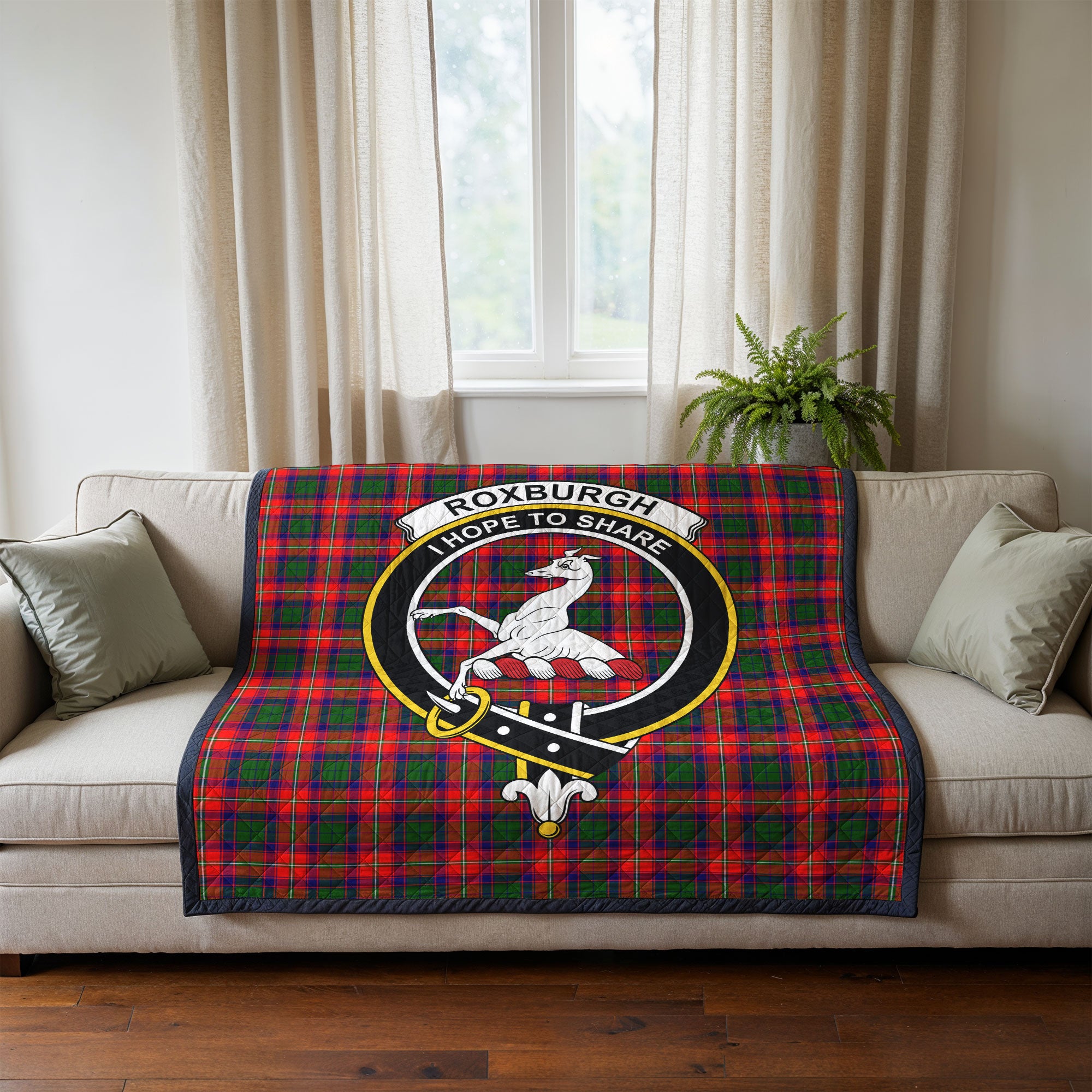 Roxburgh District Tartan Crest Quilt