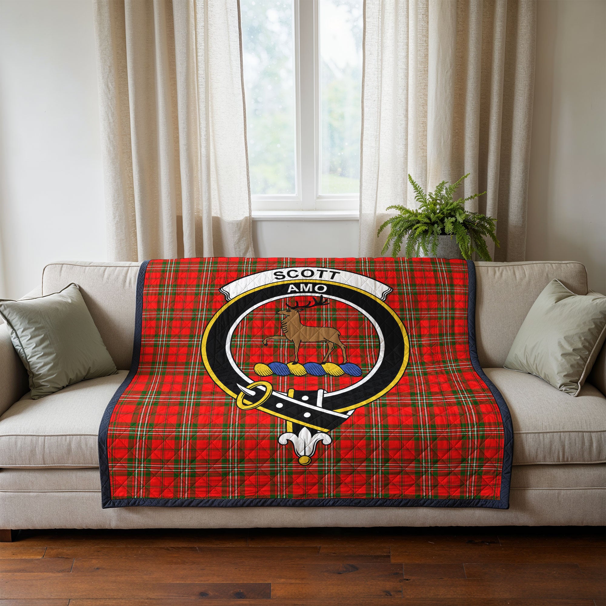 Scott Modern Tartan Crest Quilt