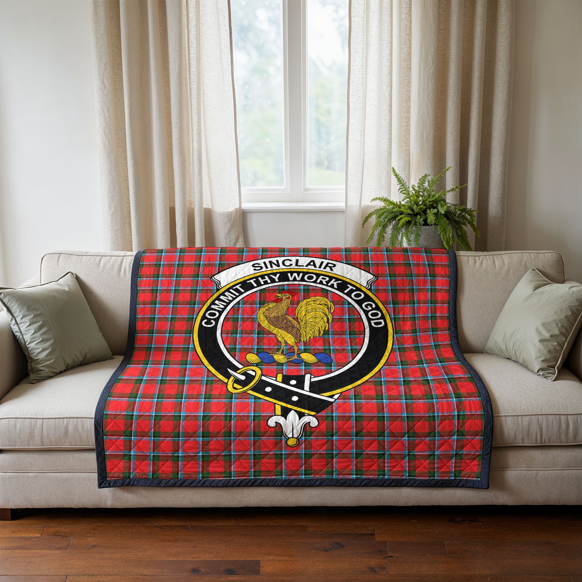 Sinclair Modern Tartan Crest Quilt