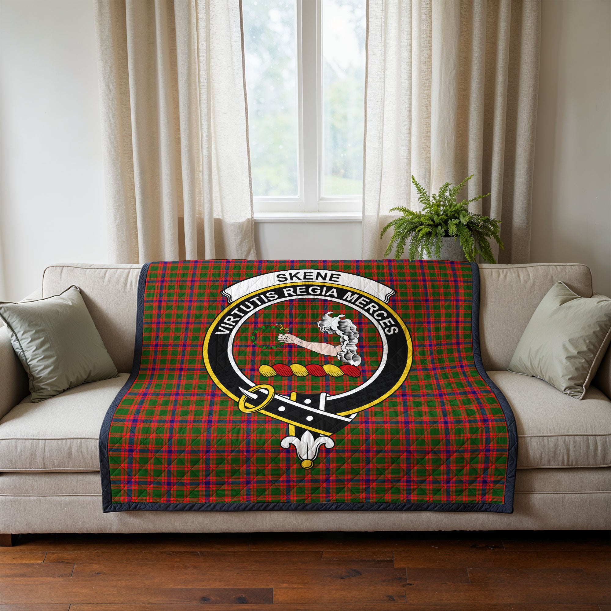 Skene Modern Tartan Crest Quilt