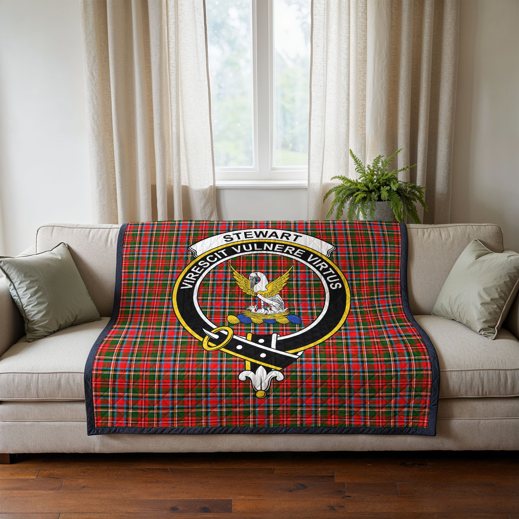 Stewart Royal Tartan Crest Quilt