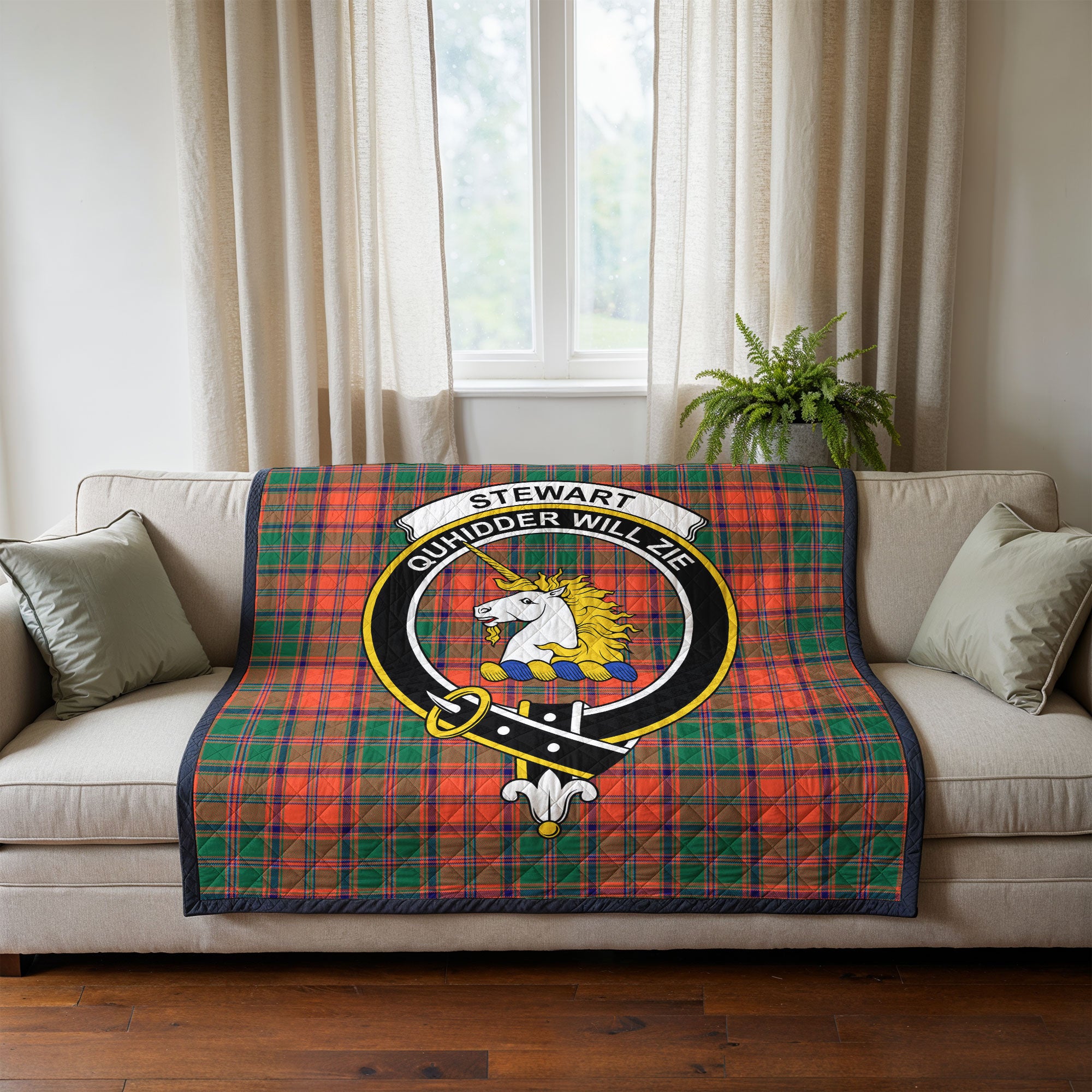Stewart of Appin Ancient Tartan Crest Quilt